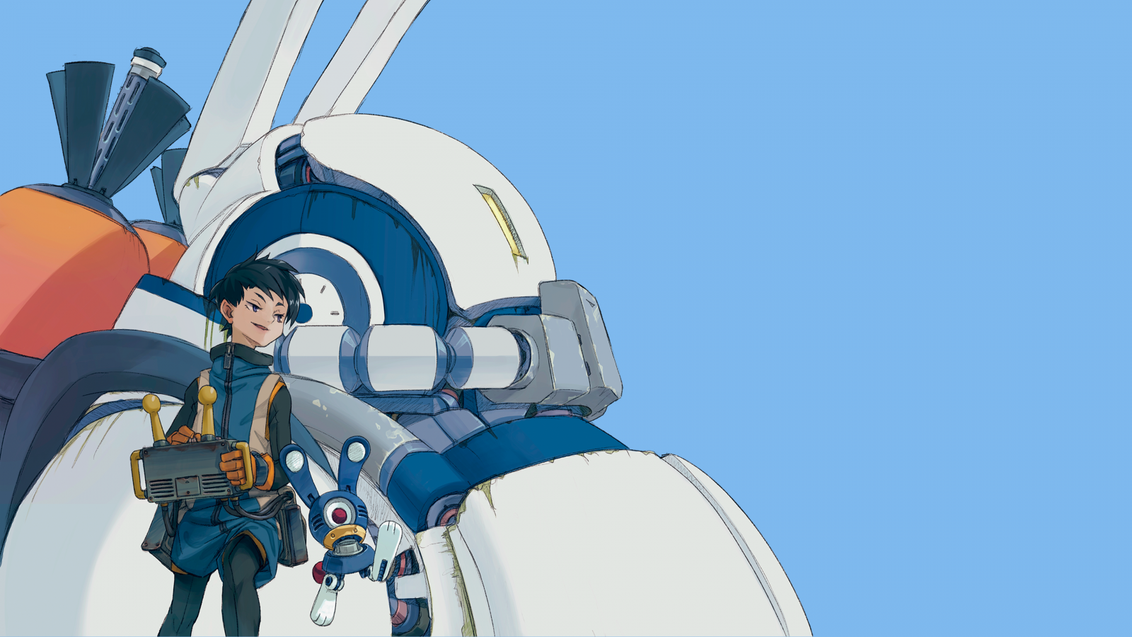 Wallpaper, hardcore, USAO, mech, pilot, robot, NC EMPIRE, rabbits, album covers, Massive New Krew, short hair, robotic, blue jacket 3840x2160