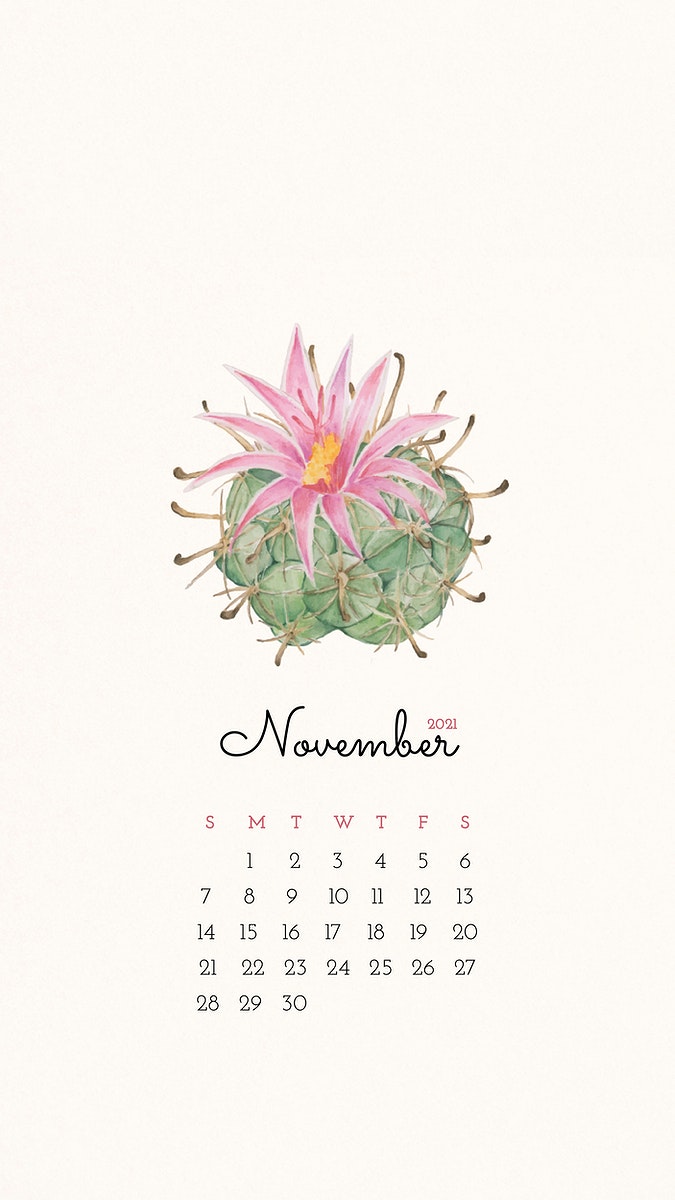 Calendar 2021 November printable with cute