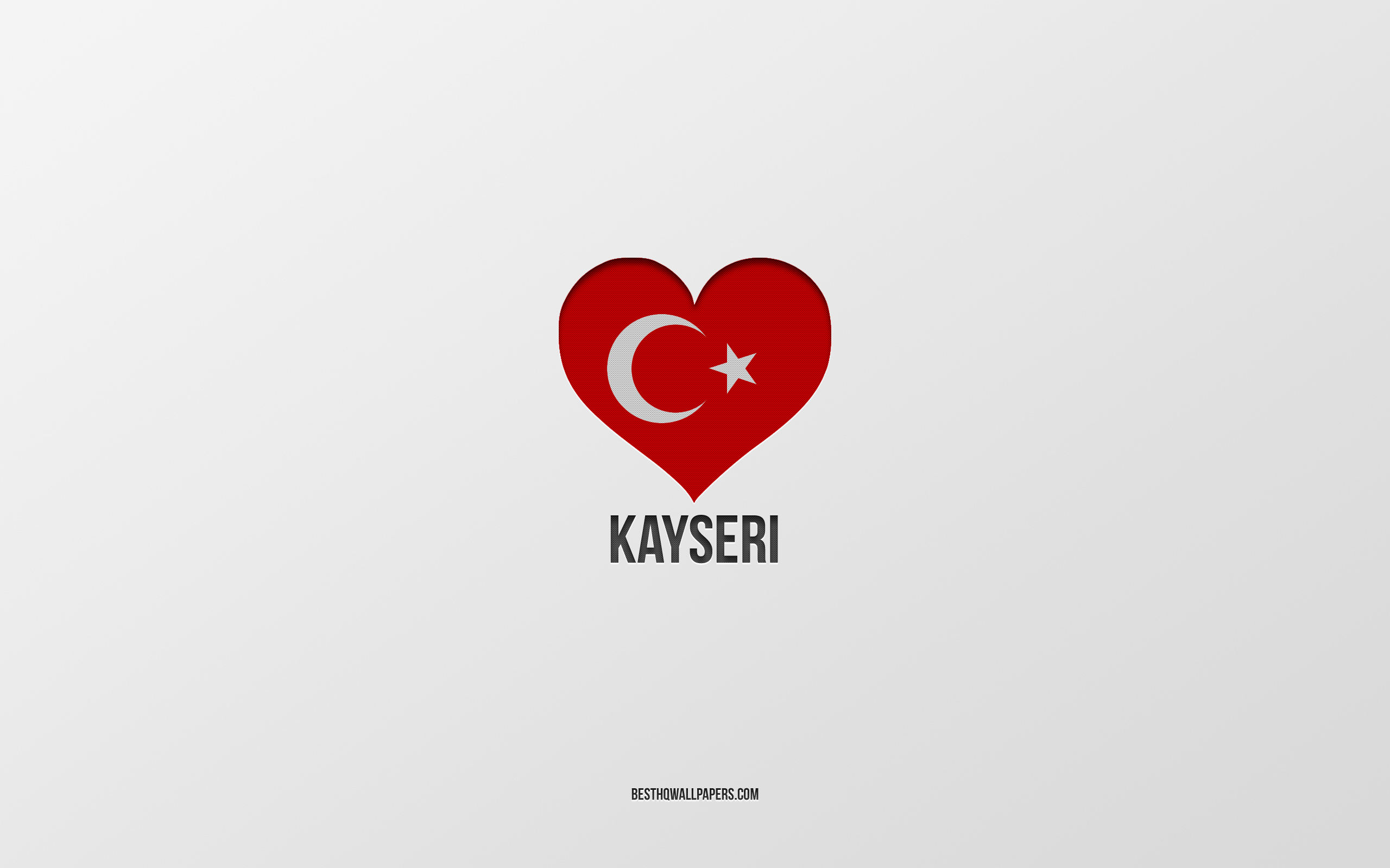 Download wallpaper I Love Kayseri, Turkish cities, gray background, Kayseri, Turkey, Turkish flag heart, favorite cities, Love Kayseri for desktop with resolution 2560x1600. High Quality HD picture wallpaper