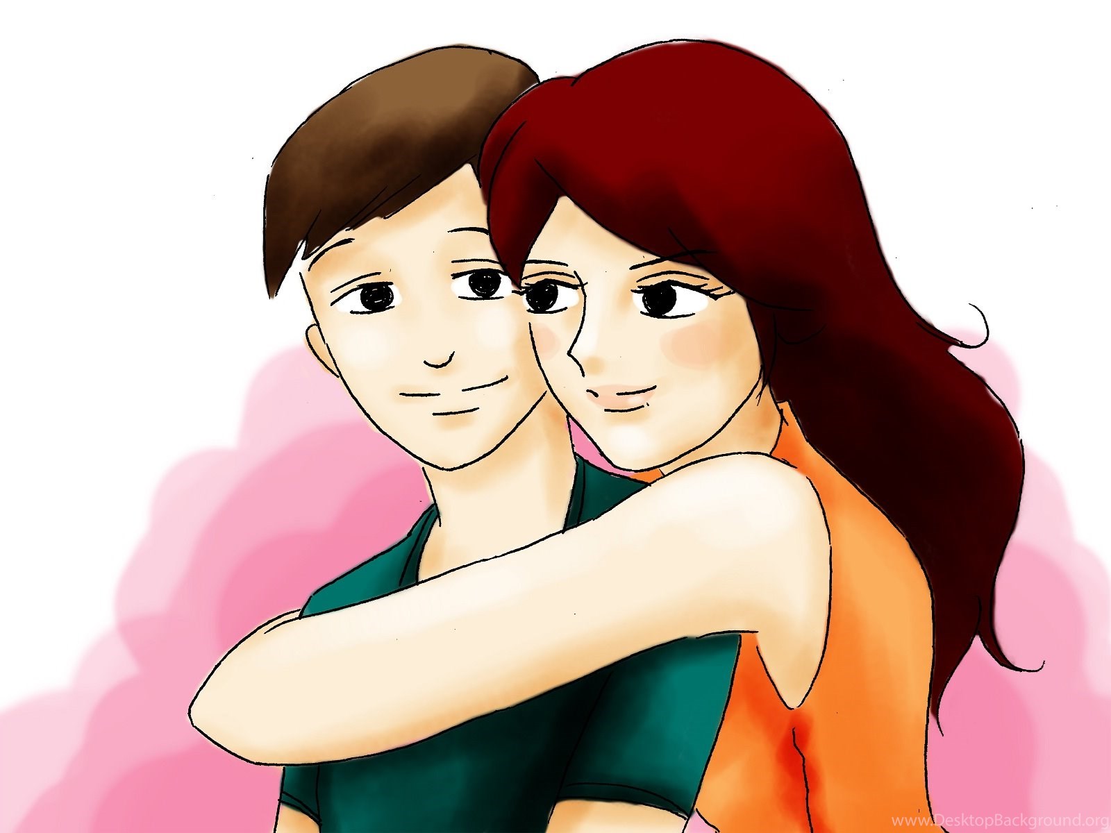 Couple Love Care Hug Nice Wallpaper Cartoon Desktop Background