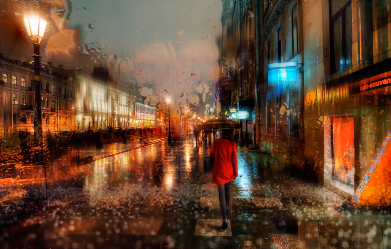 Wallpaper autumn, rain, Saint Petersburg, November, The Canal image for desktop, section город