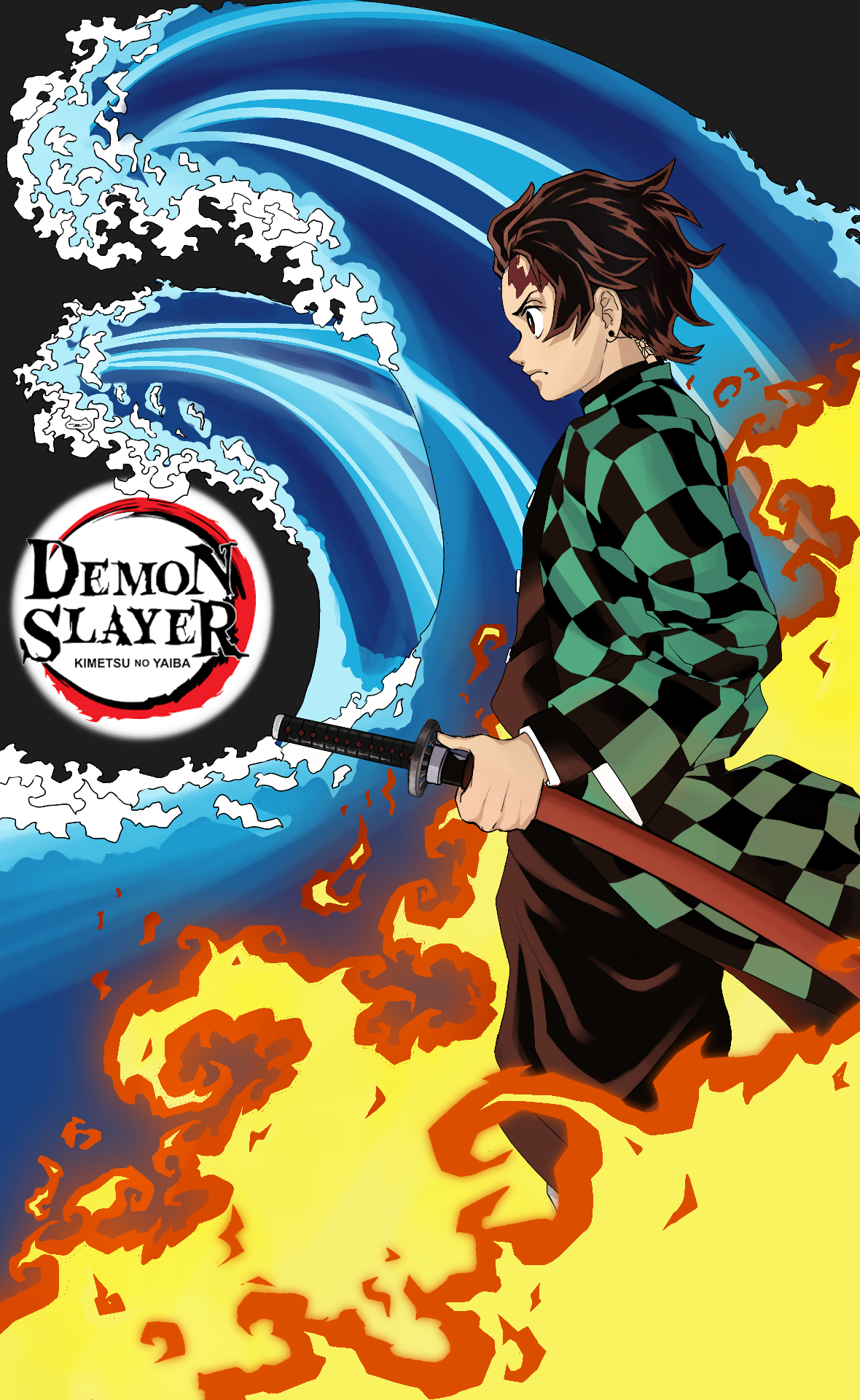 Tanjiro phone wallpaper fanart I made in my spare time! (took around 3 hours). Hope you guys enjoy it!: AnimeART