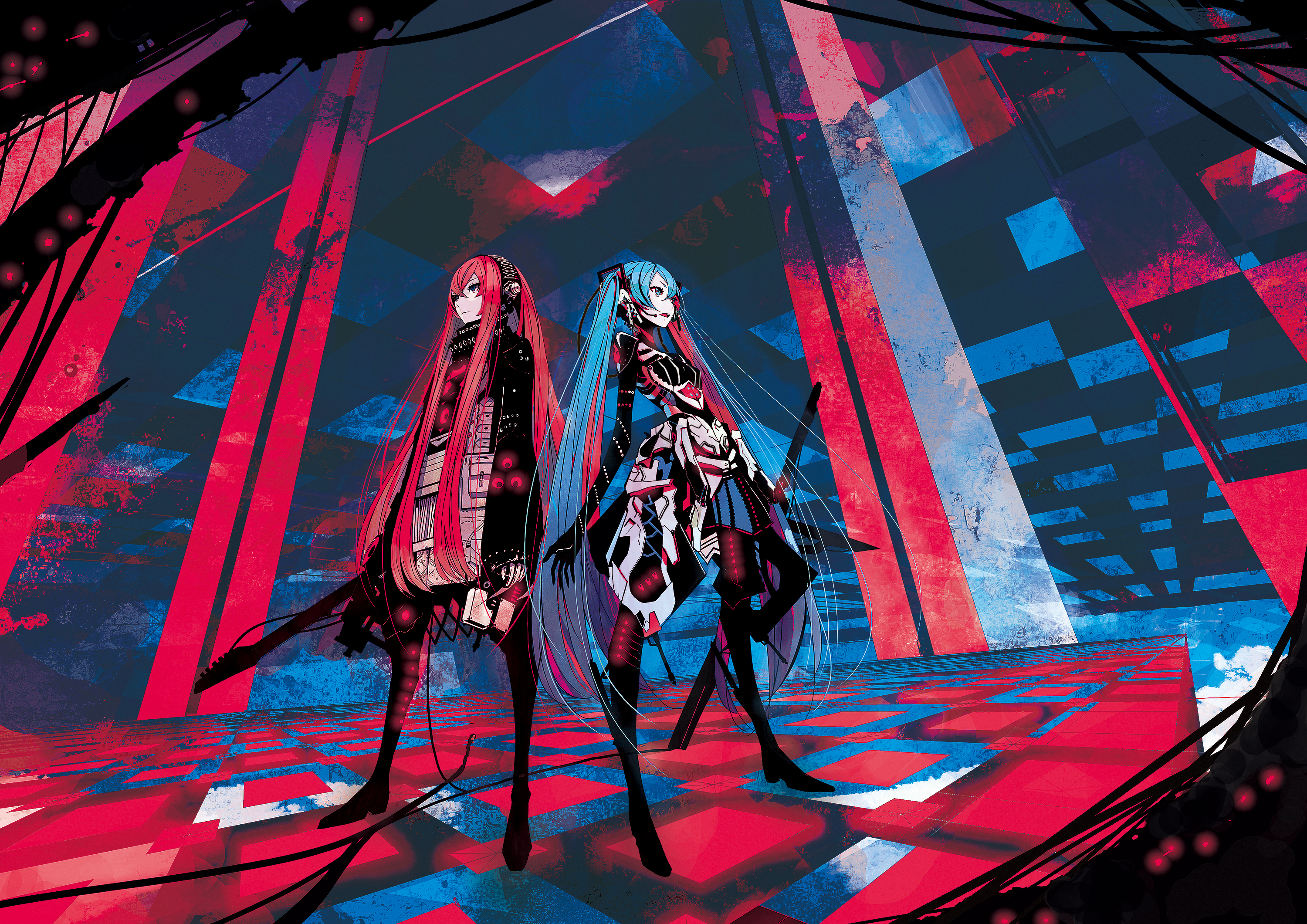 Download wallpaper from anime Vocaloid with tags: Hatsune Miku, MacBook Pro, Luka Megurine