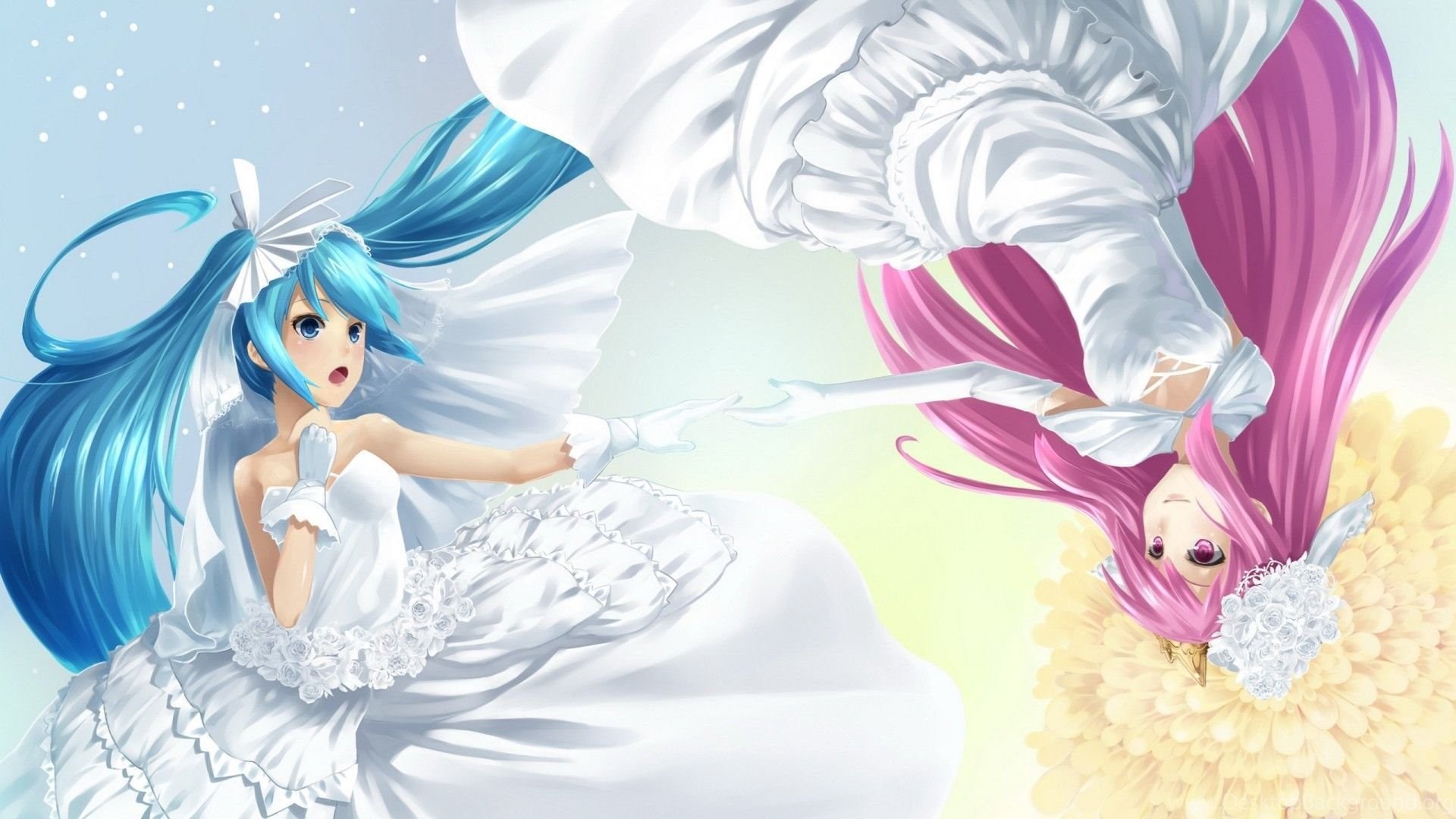 Anime Brides Hatsune Miku Megurine Luka Wallpaper Desktop Background