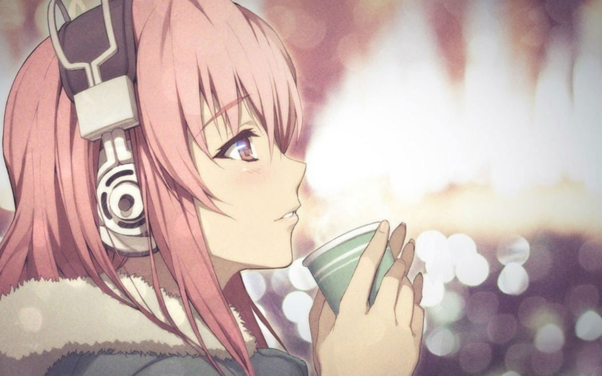 Nitroplus wallpaper, Super Sonico, pink hair, profile, anime girls, headphones • Wallpaper For You HD Wallpaper For Desktop & Mobile