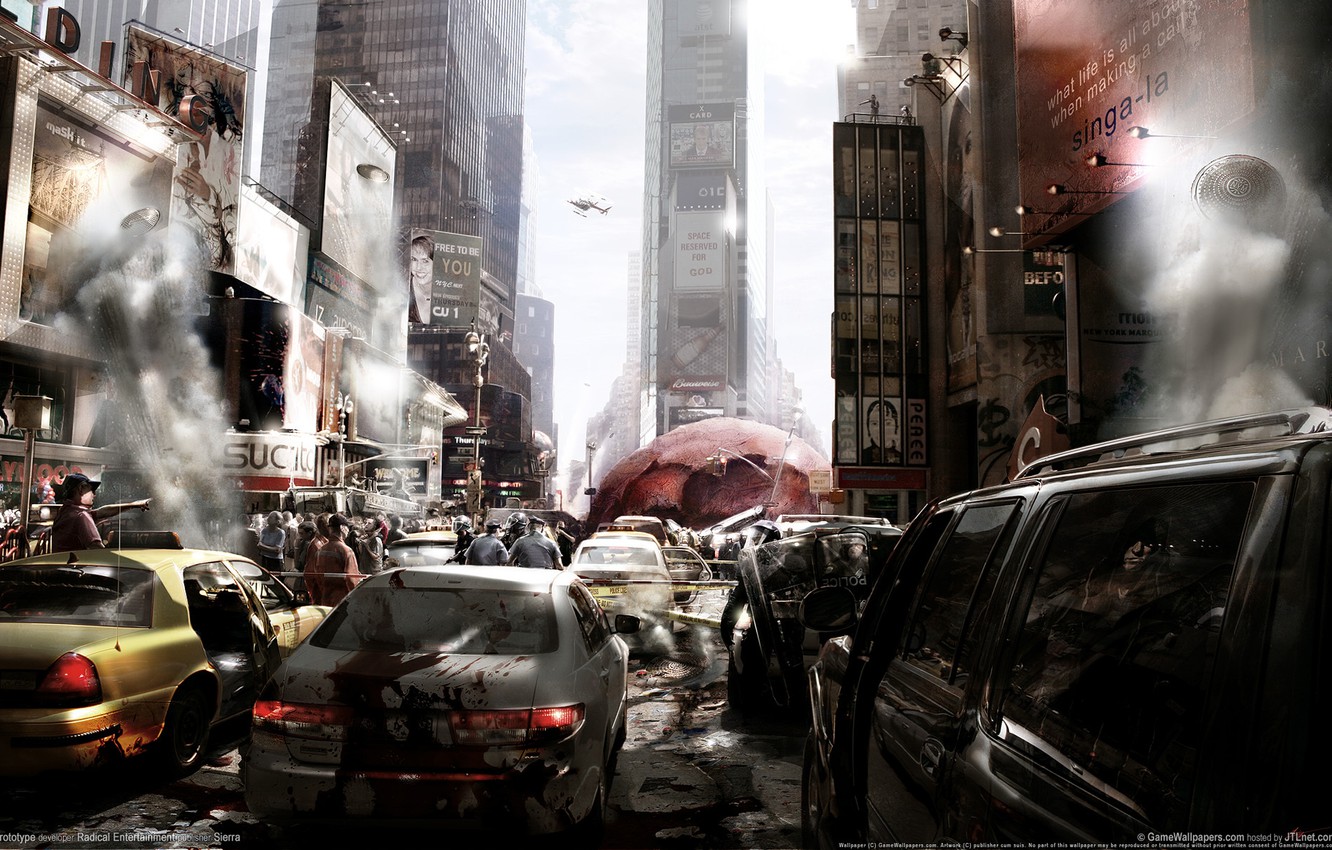 Wallpaper machine, the city, people, Prototype, chaos, new York, virus, epidemic image for desktop, section игры