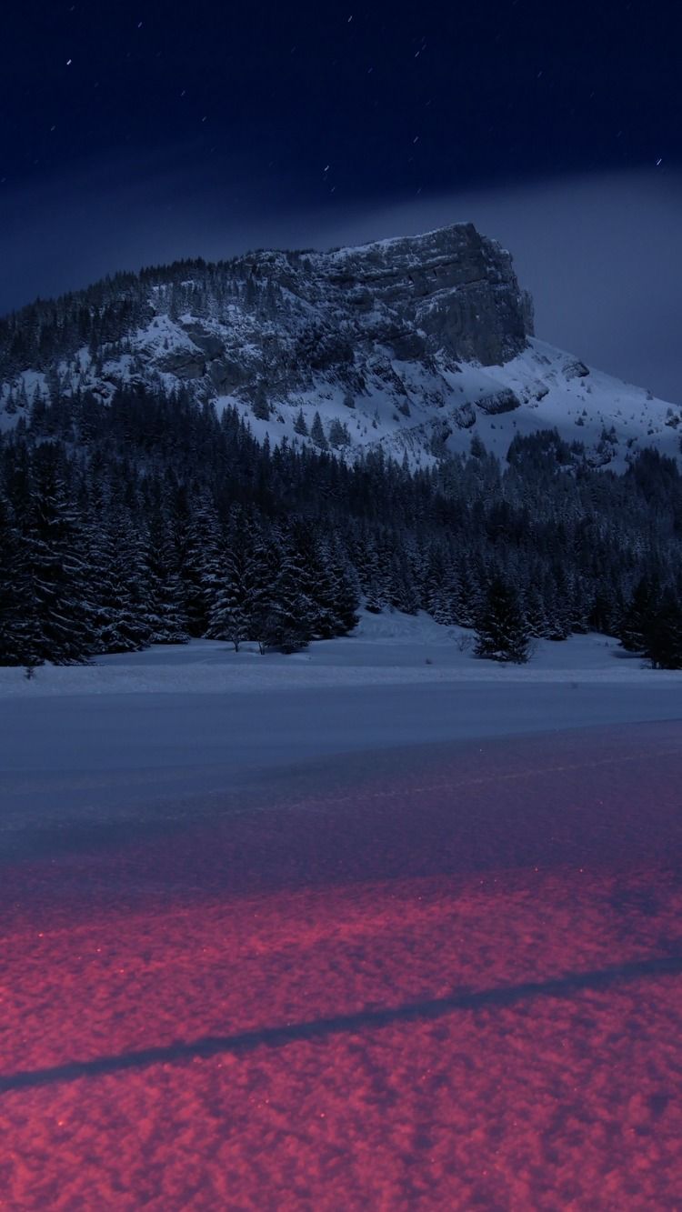 Mountains, night, winter, snow, landscape. iPhone wallpaper image, Beautiful wallpaper background, Nature photography