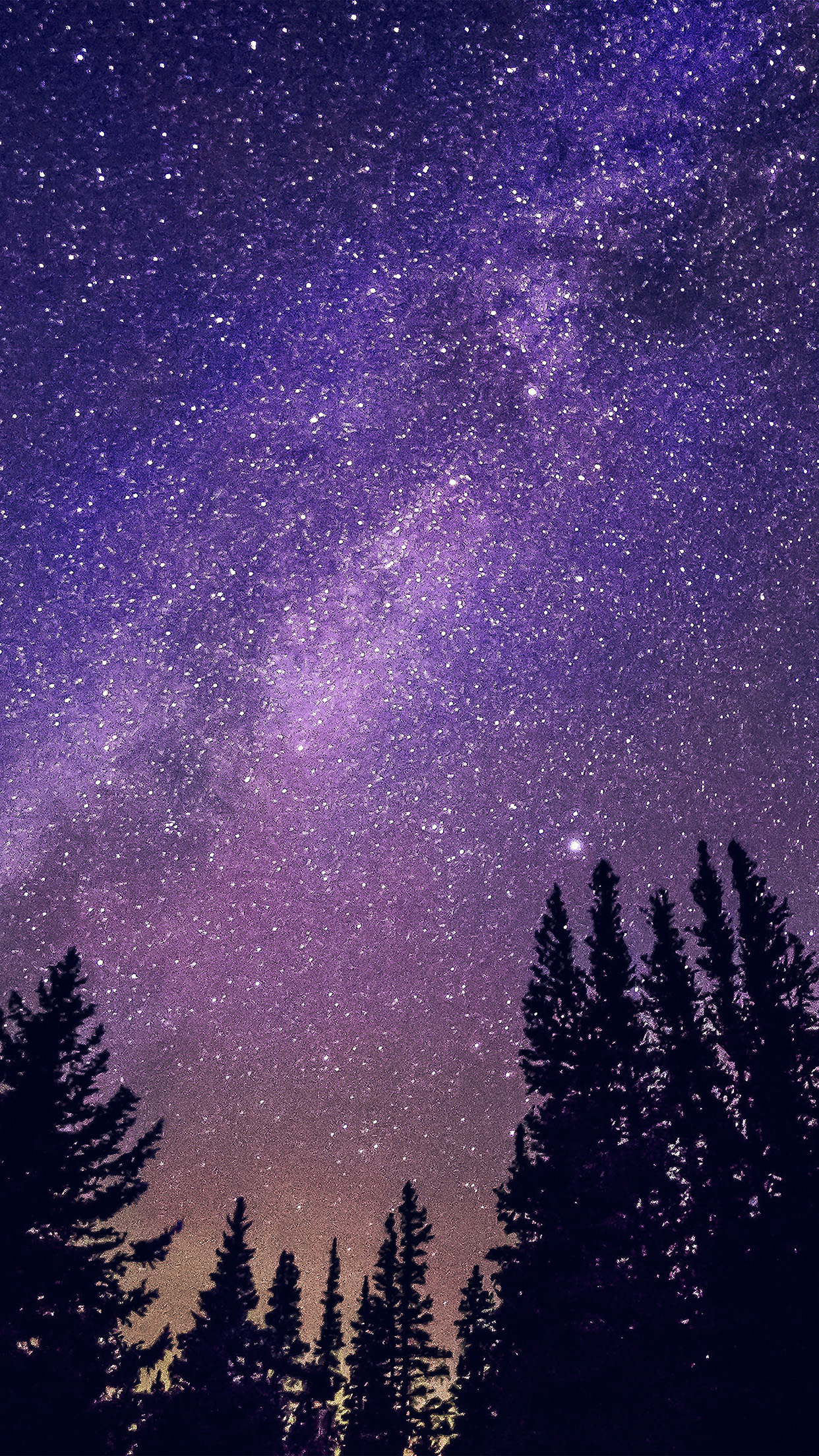 night starry sky aurora winter blue purple