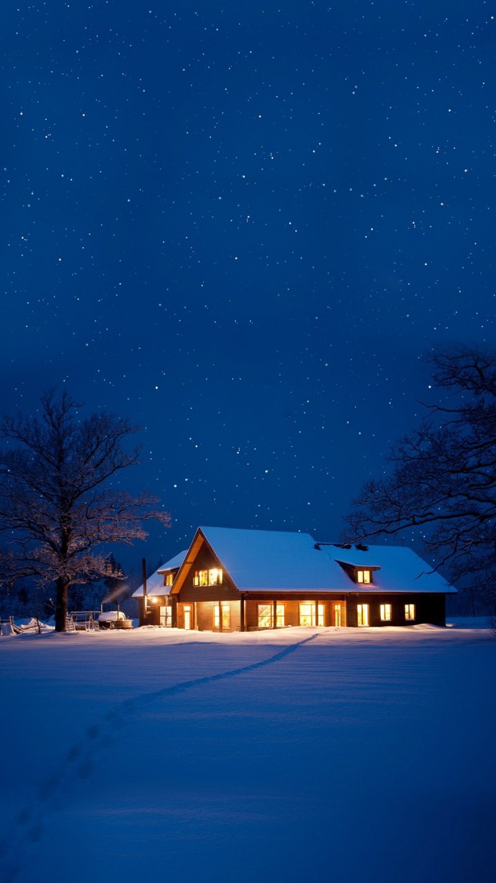Winter House Snow Night IPhone Wallpaper Wallpaper, iPhone Wallpaper