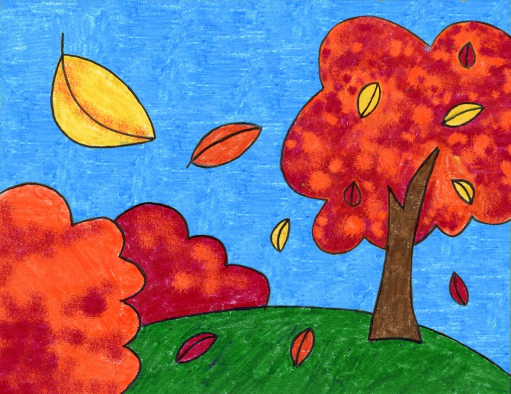 Easy How to Draw a Tree Tutorial and Tree Coloring Page