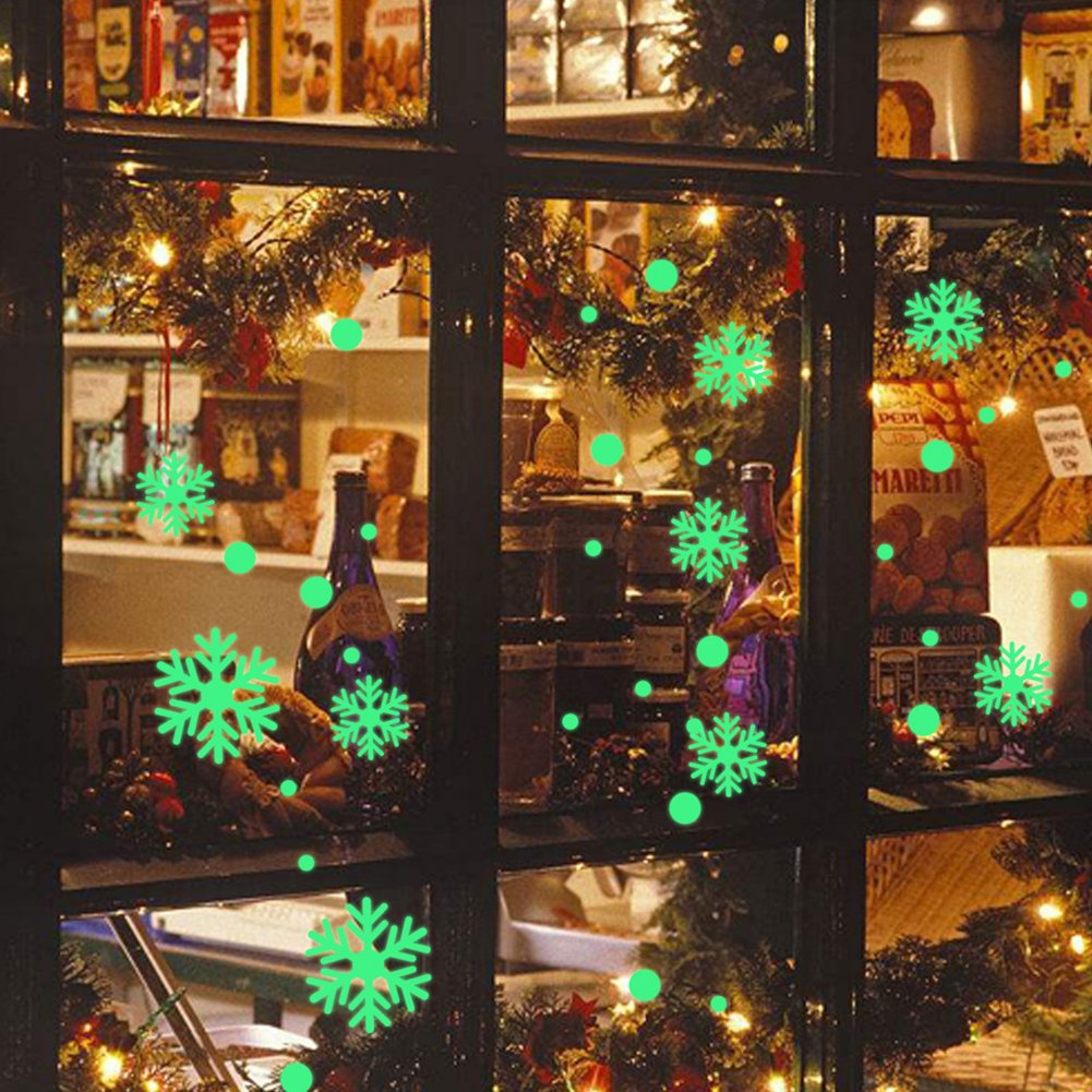 Glow In Dark Christmas Snowflake Window Sticker Luminous Removable Glass Wall Stickers