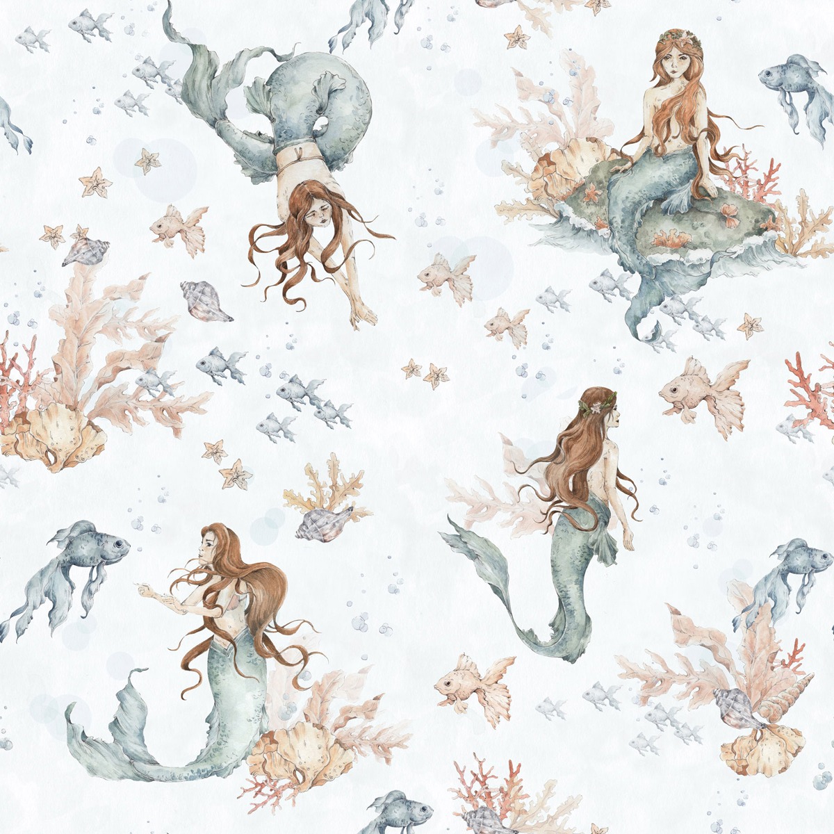 Mermaids In Waves Light Wallpaper.com Wallstickers And Wallpaper Online Store