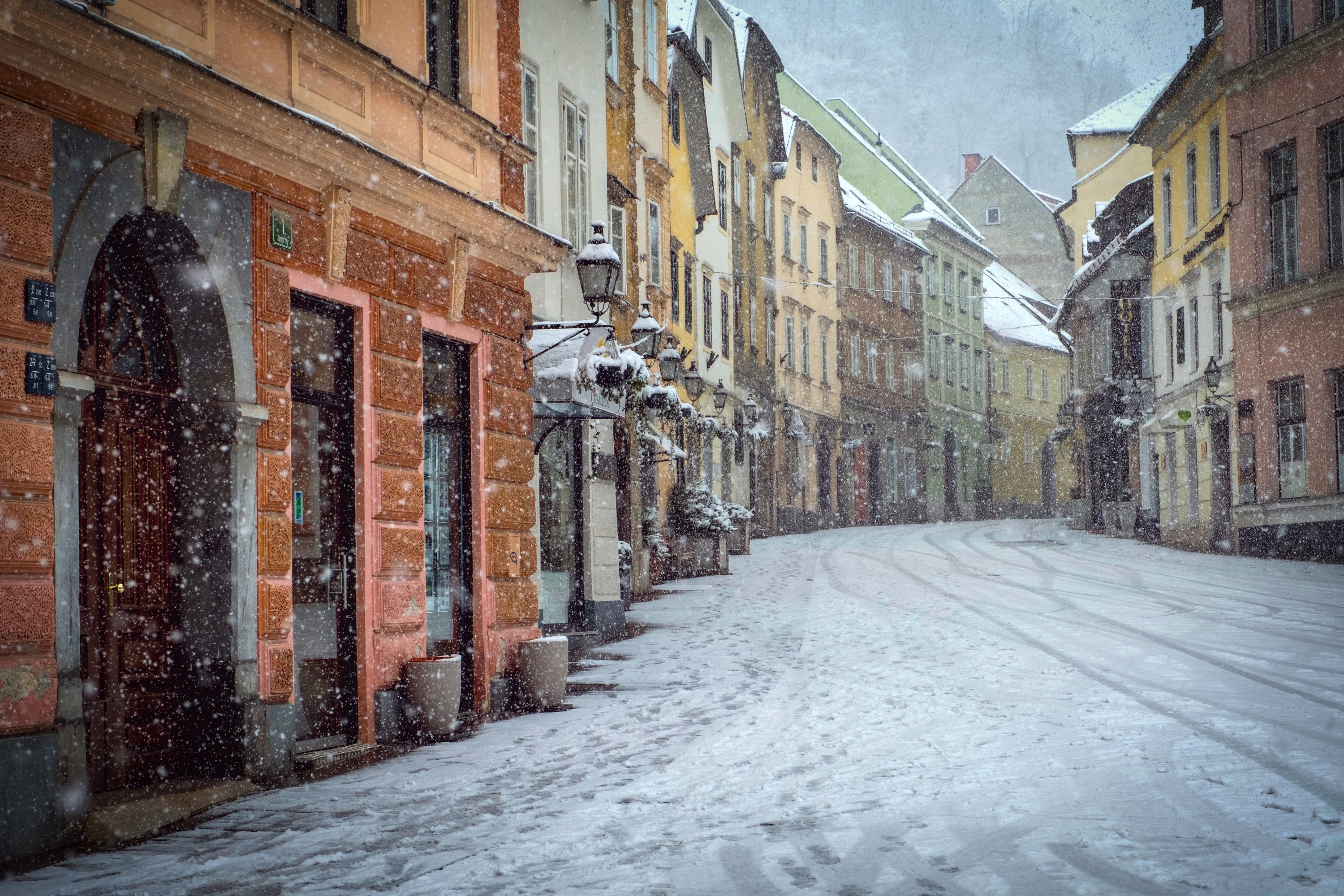 Старинные улицы зимой