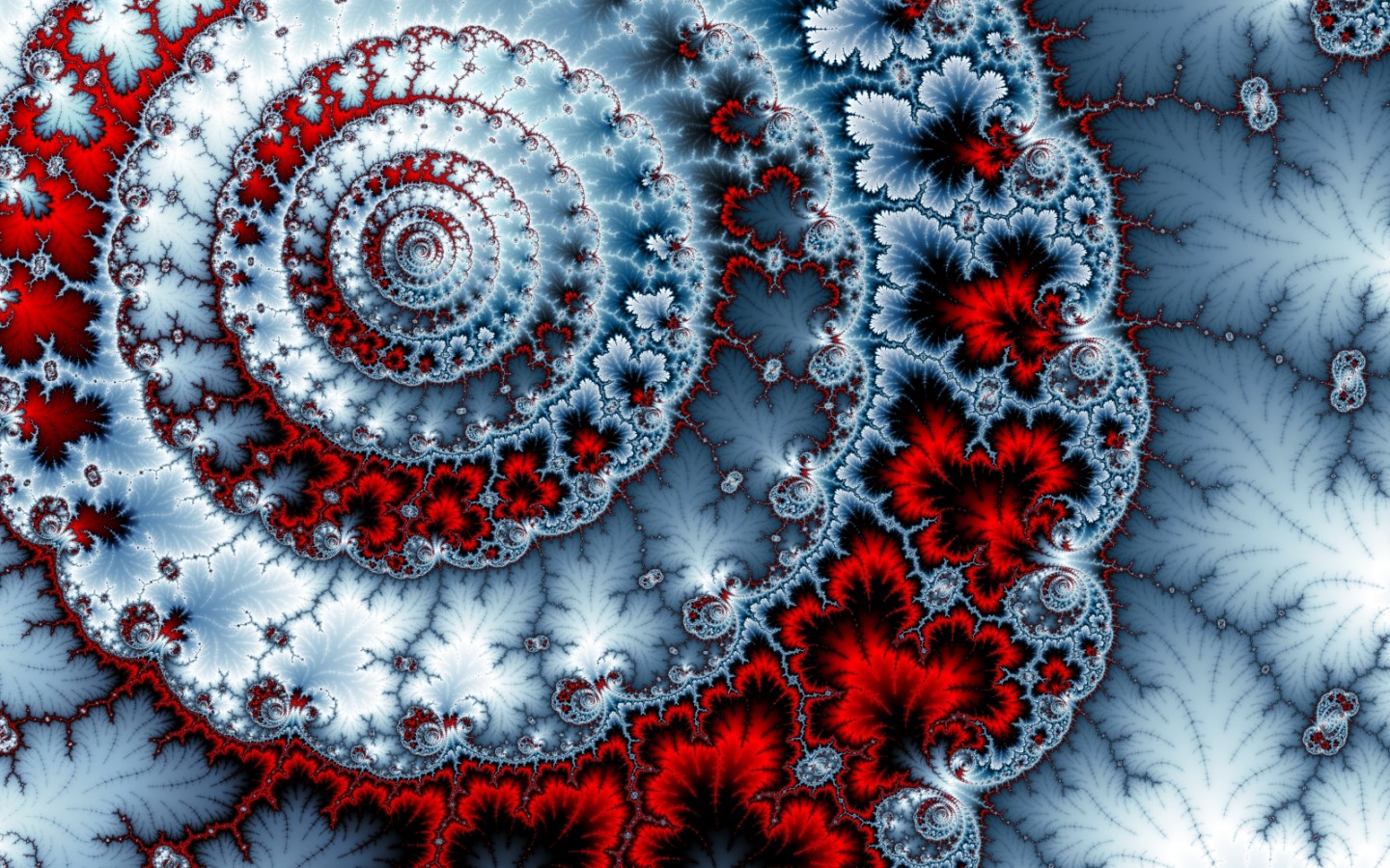 Wallpaper, abstract, red, snow, winter, spiral, frost, pattern, coral, circle, ART, flower, weather, design, fractal art, macro photography 1440x900