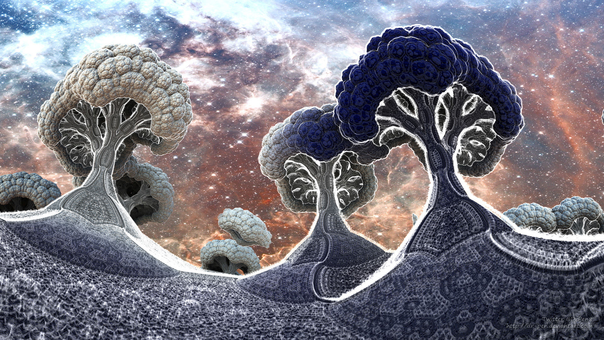 Broccoli Planet in Winter Fractal Art HD Wallpaper