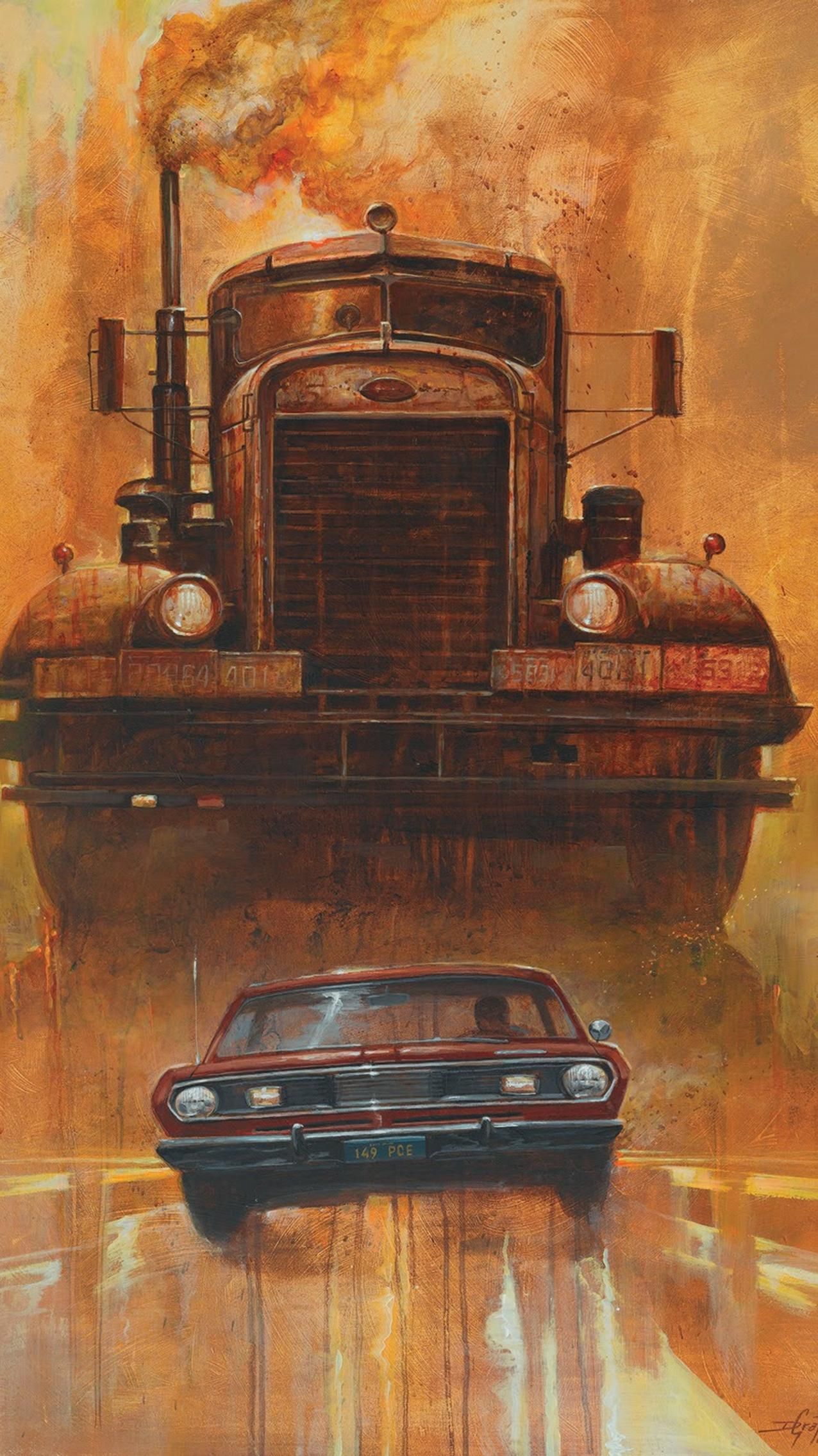 Duel (1971) Phone Wallpaper. Moviemania. Cars movie, Truck art, Horror movie art