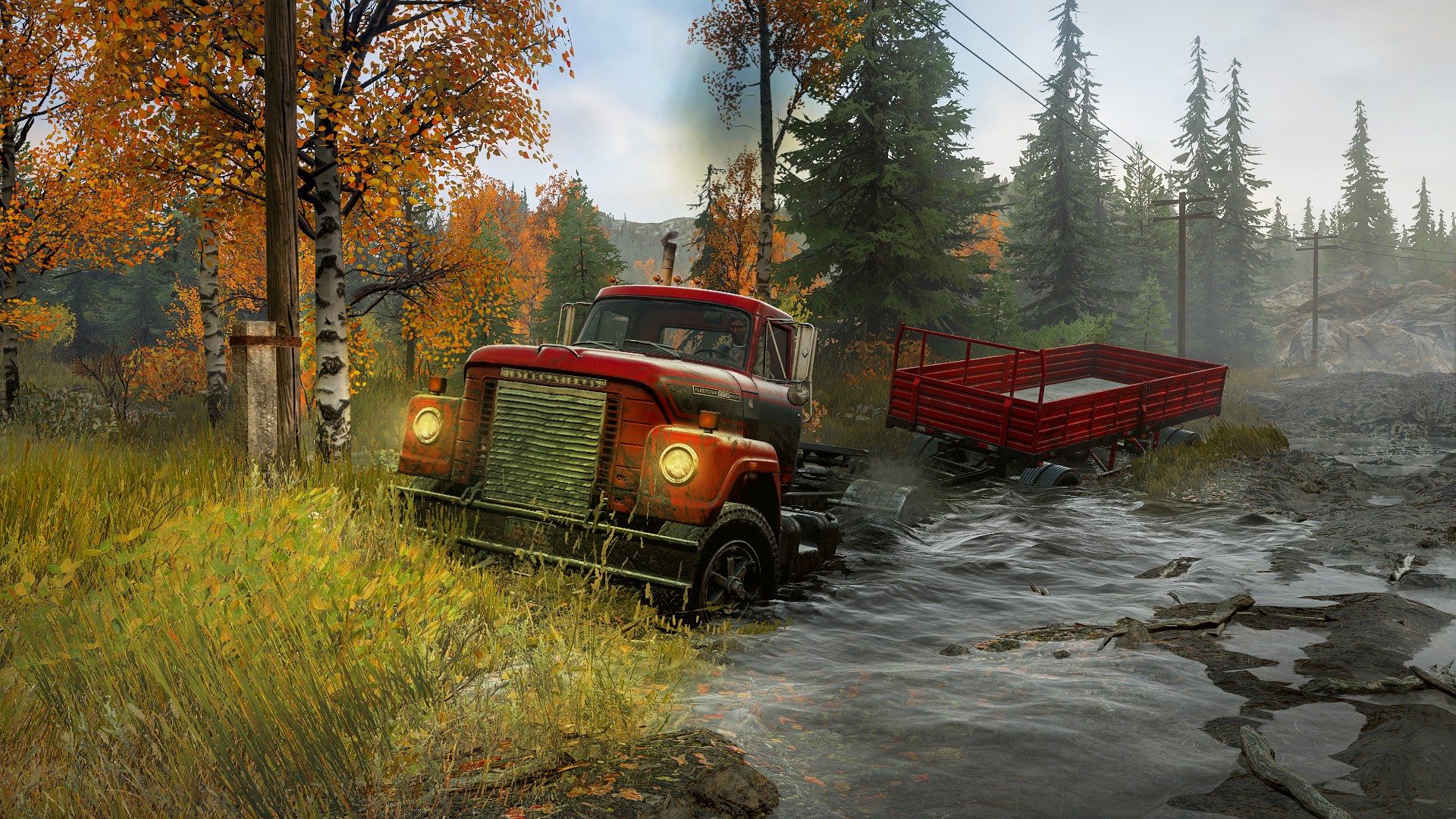 trucks, mud, video game art, Snowrunner, water, offroad, YouTube, pickup trucks. Mocah HD Wallpaper