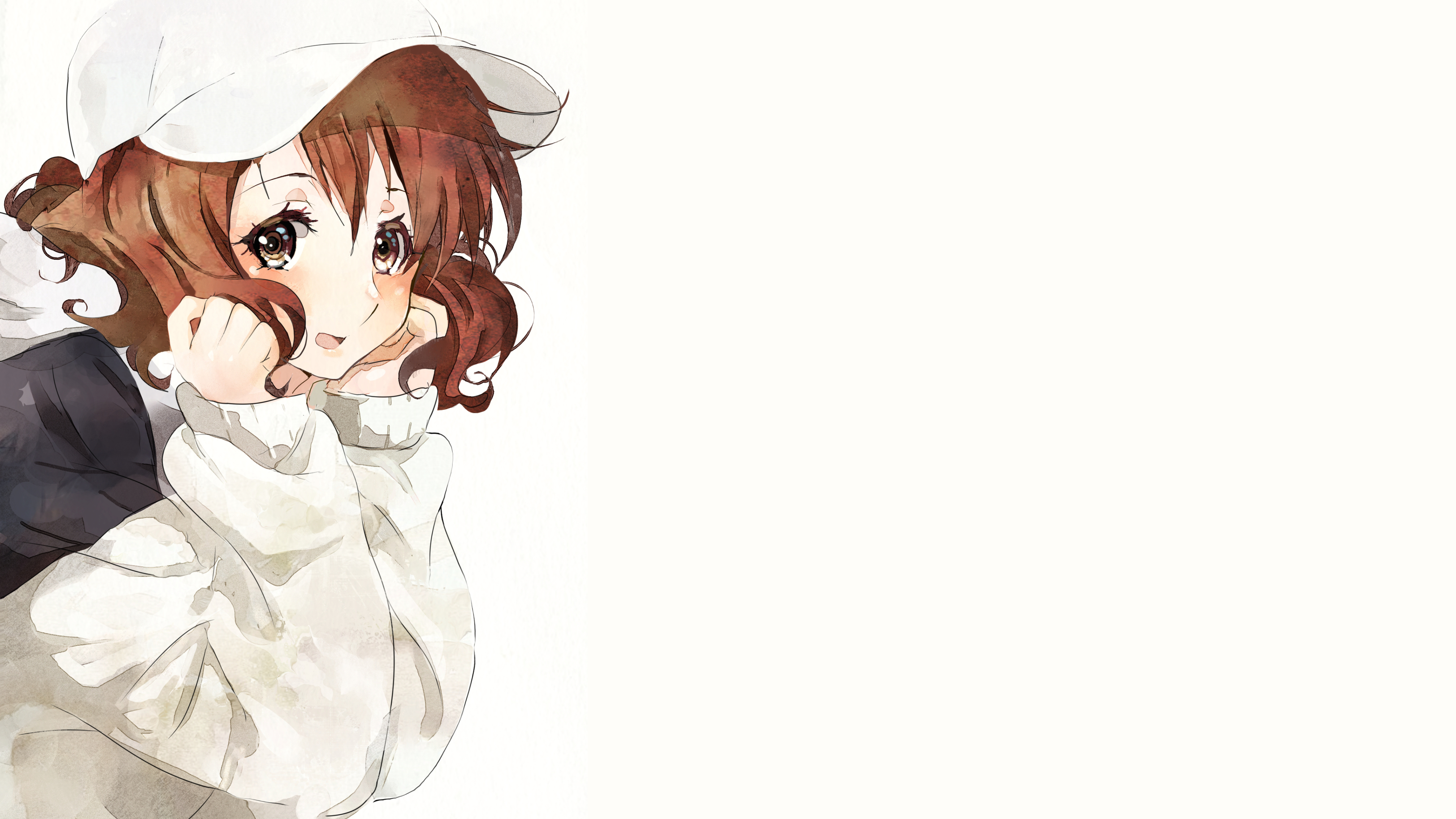 Wallpaper, hibike euphonium, Oumae Kumiko, white background, anime girls, baseball caps, brunette 3840x2160