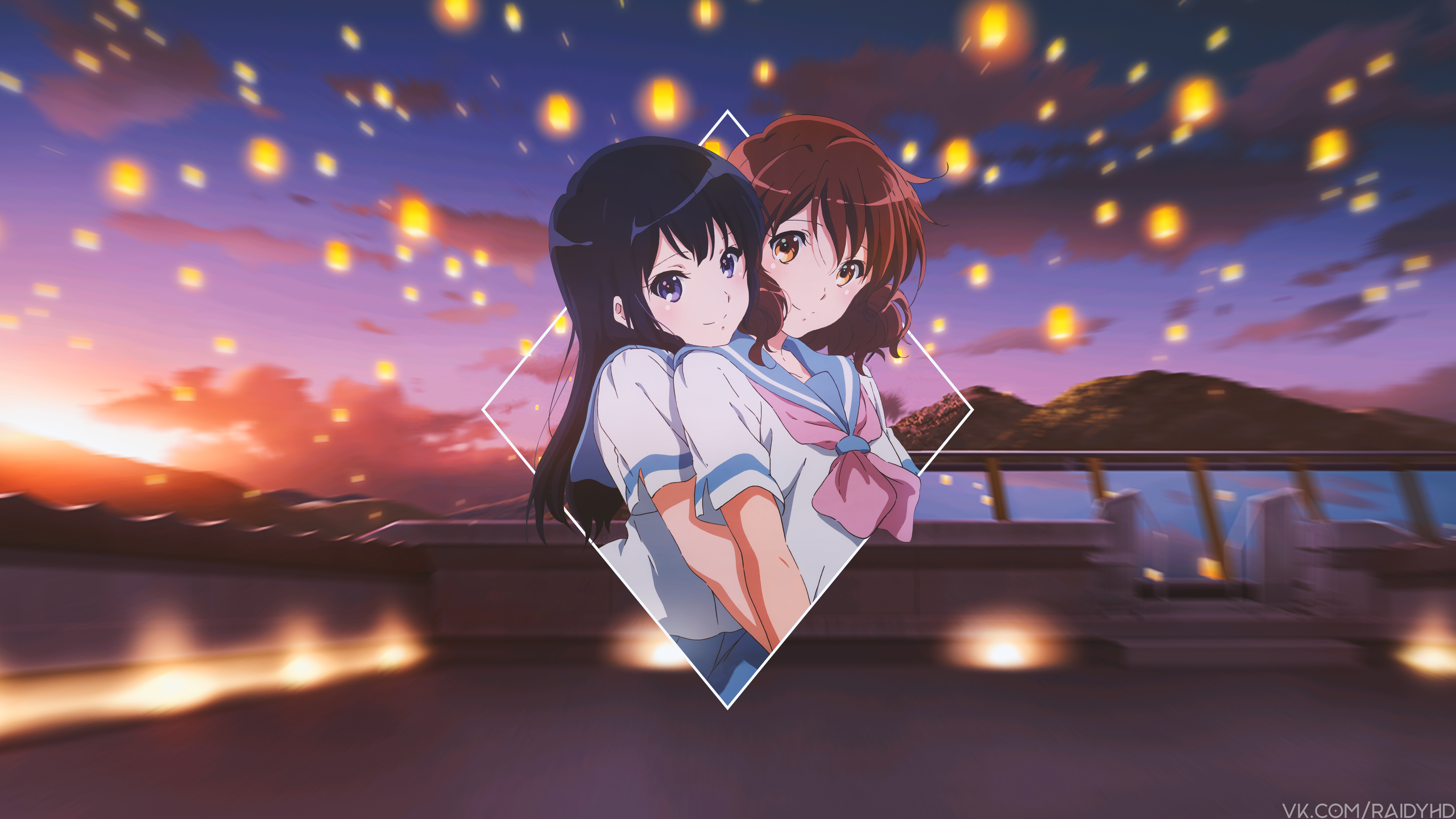 Wallpaper / Anime, Anime Girls, Picture In Picture, Hibike! Euphonium, Kousaka Reina, Oumae Kumiko
