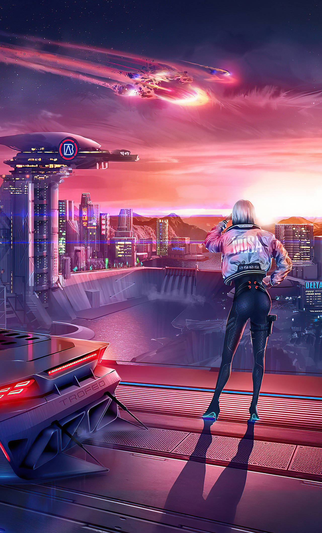 Cyberpunk Girl Night City Drive 4k iPhone HD 4k Wallpaper, Image, Background, Photo and Picture