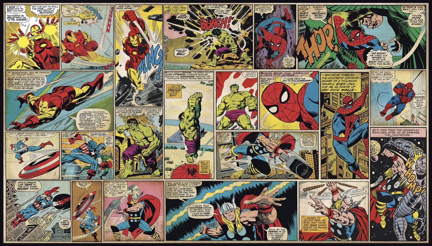 RoomMates JL1398M Marvel Comic Panel Spray and Stick Removable Wall Mural.5 ft. x 6 ft., Everything Else