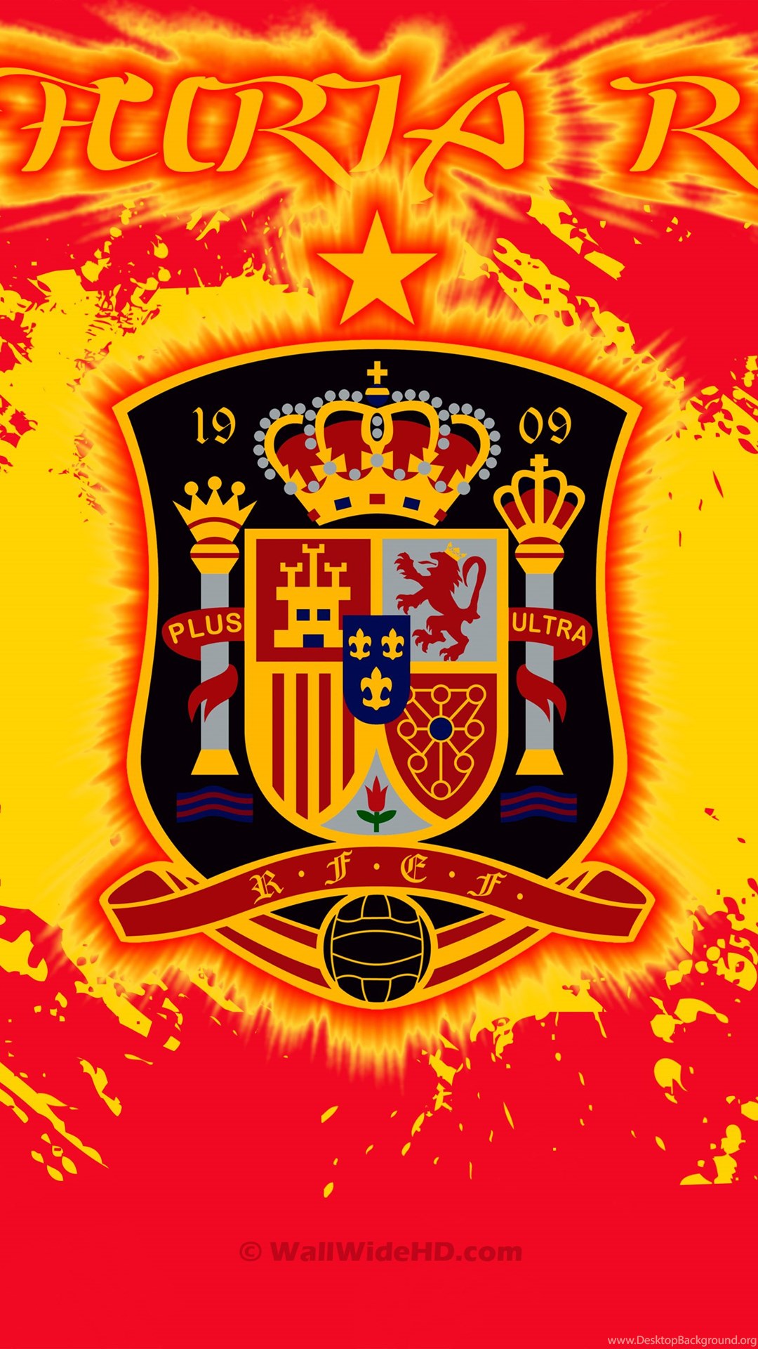 La Furia Roja 2014 Spain Football Crest Logo World Cup Wallpaper Desktop Background