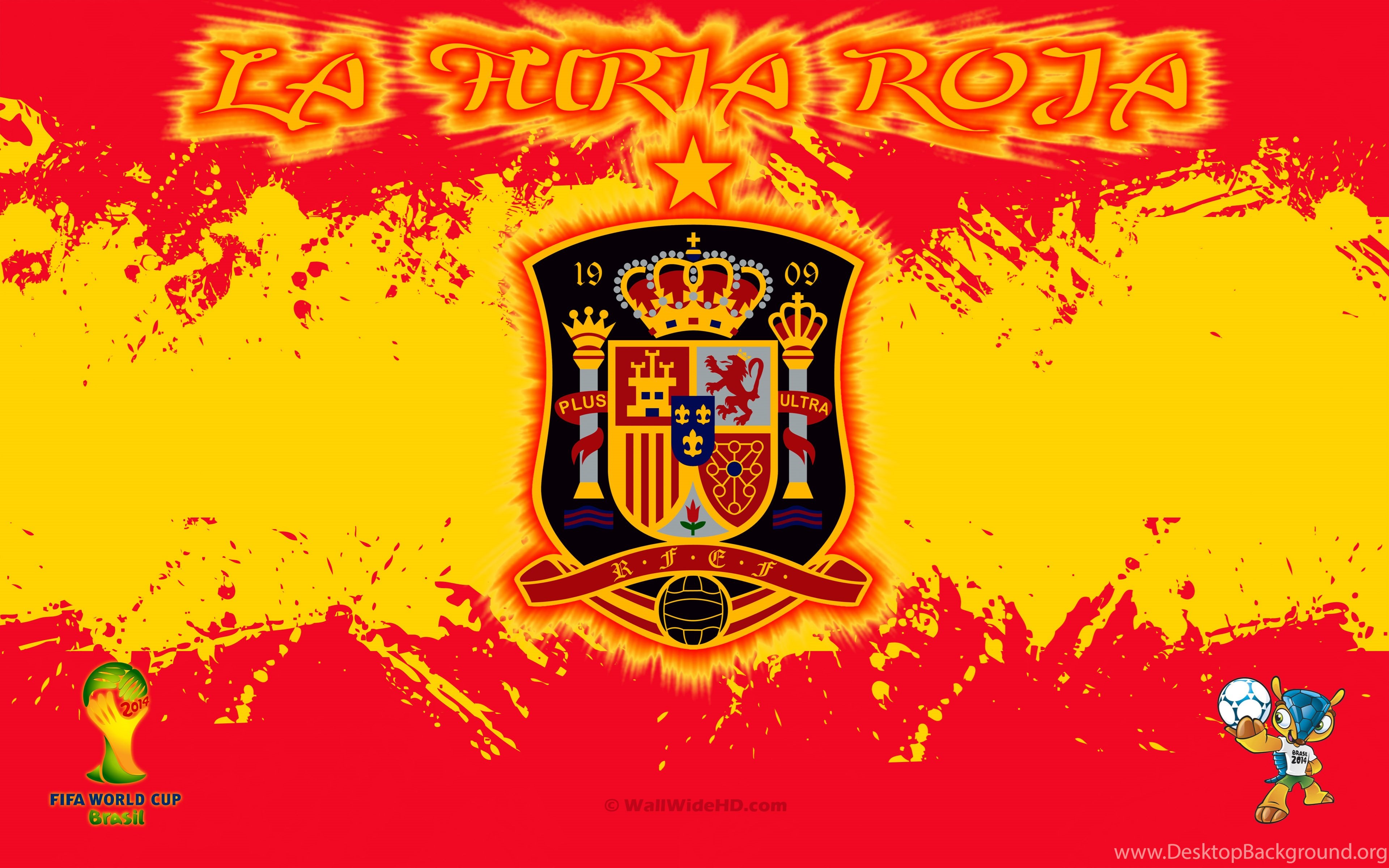 La Furia Roja 2014 Spain Football Crest Logo World Cup Wallpaper Desktop Background