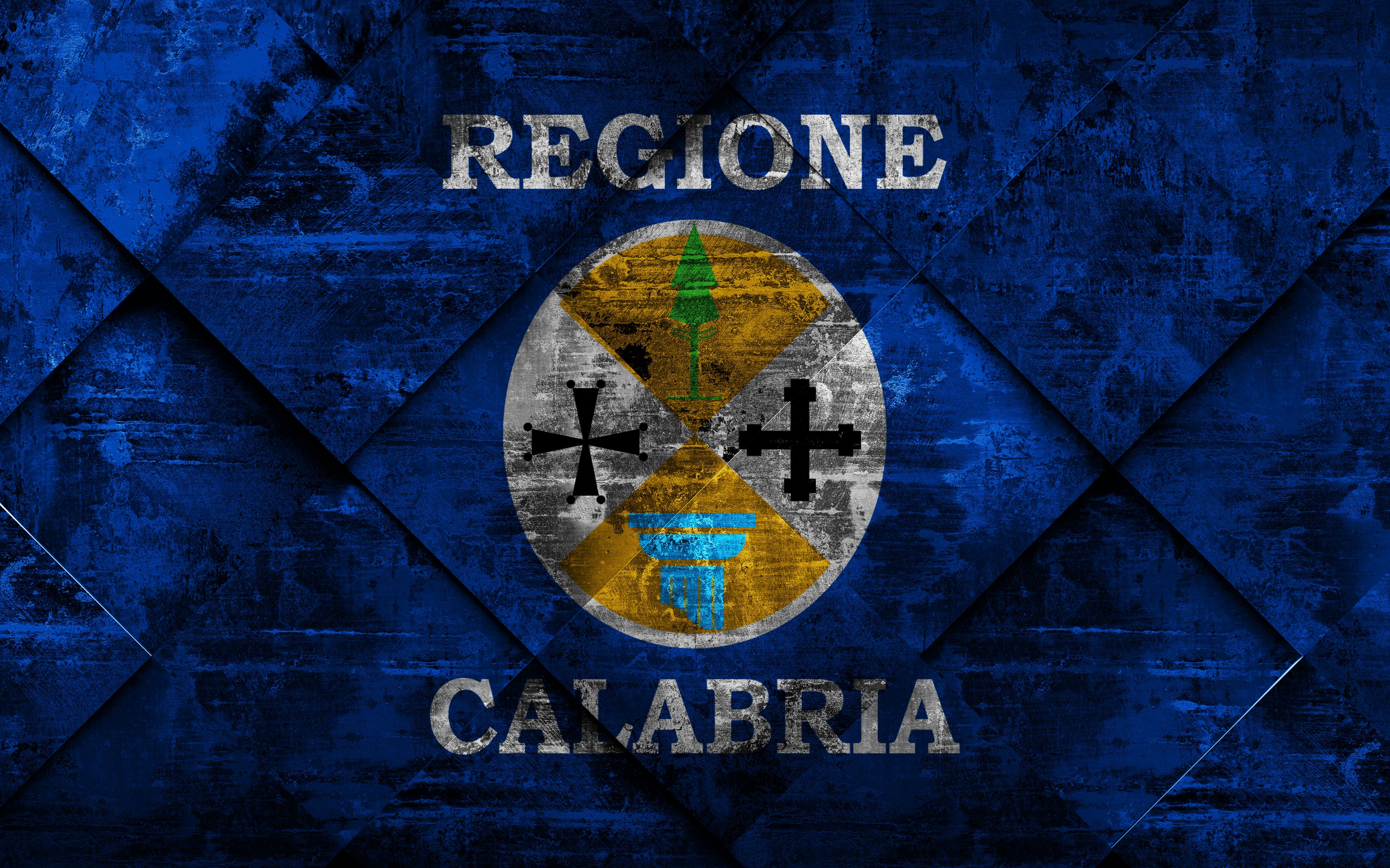Calabria Flag Grunge Italy Texture Wallpaper:3840x2400