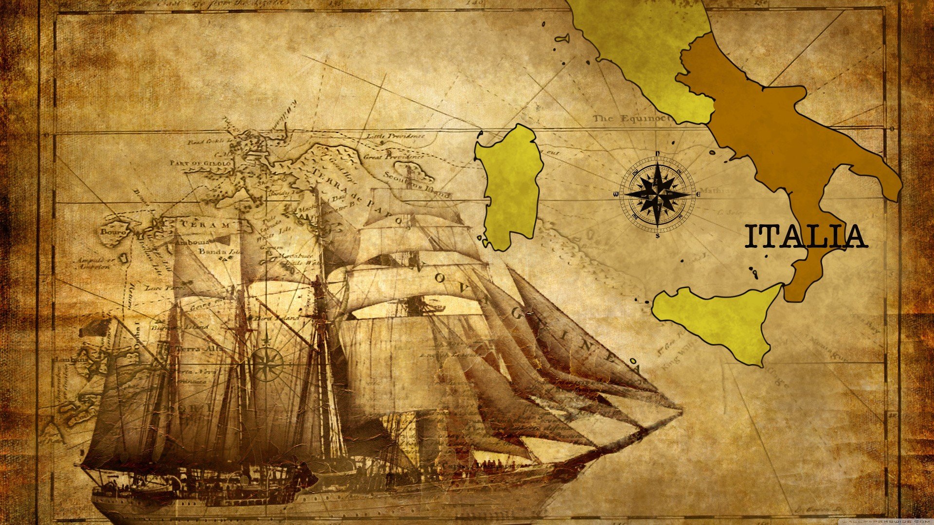 old, Map, Italy, Calabria, Historic, Compass, Vessel, Ship HD Wallpaper / Desktop and Mobile Image & Photo