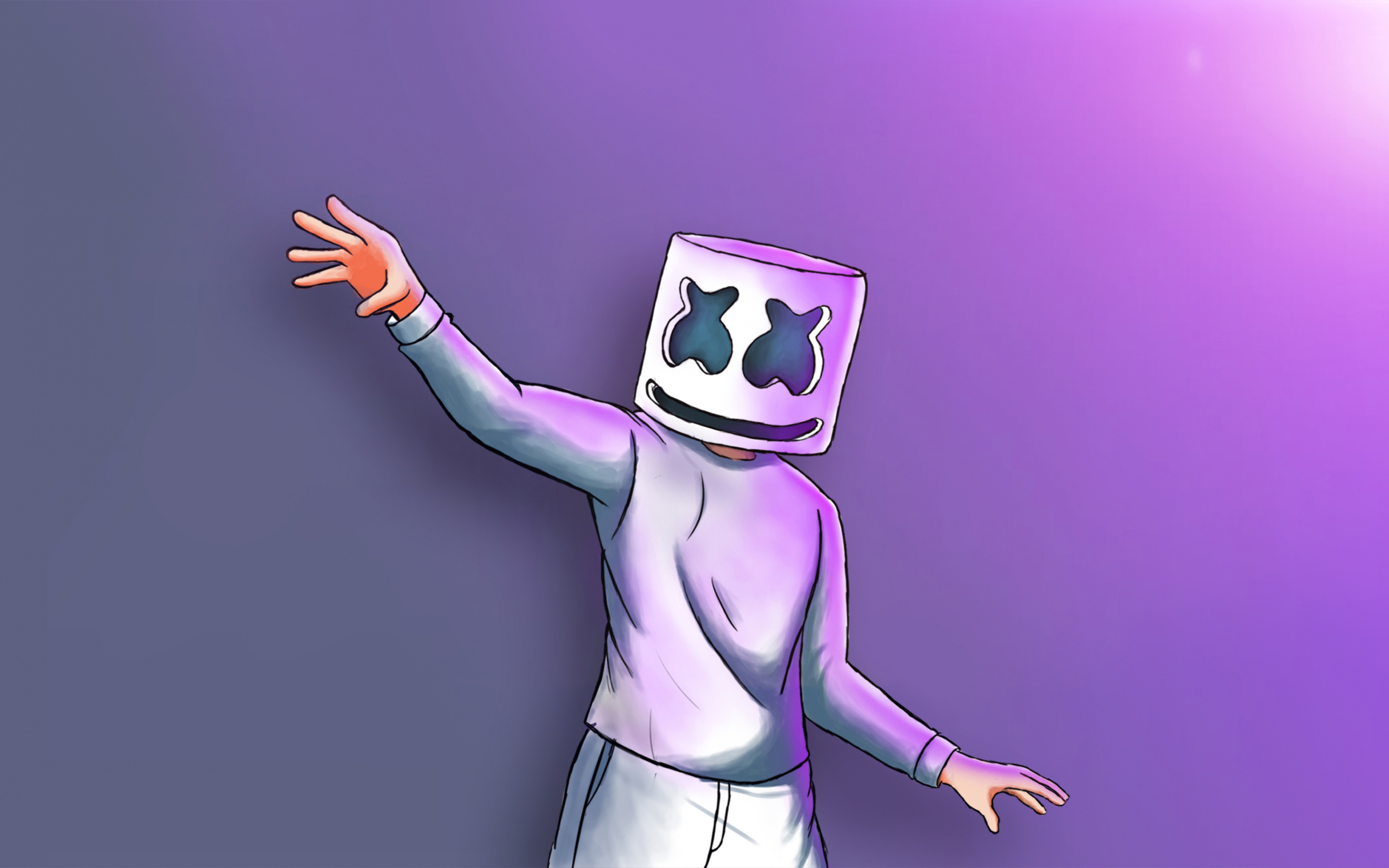 Download wallpaper 4k, Marshmello, cartoon art, superstars, Christopher Comstock, fan art, Cartoon Marshmello, DJ Marshmello, DJs for desktop with resolution 3840x2400. High Quality HD picture wallpaper