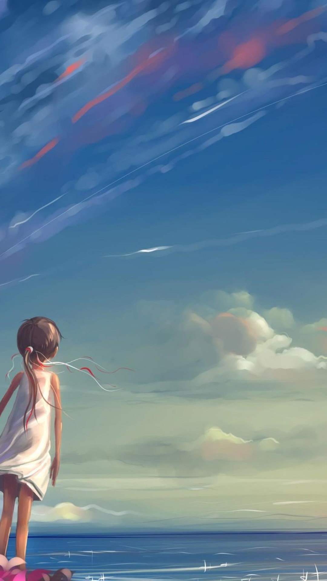 1080x1920 anime, anime girl, sky for iPhone 8 wallpaper