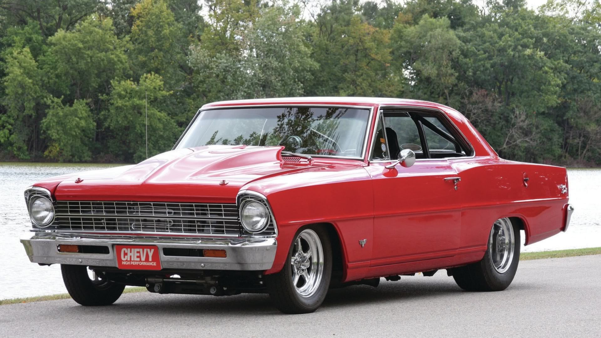 Red Chevrolet Nova SS wallpaperx1080