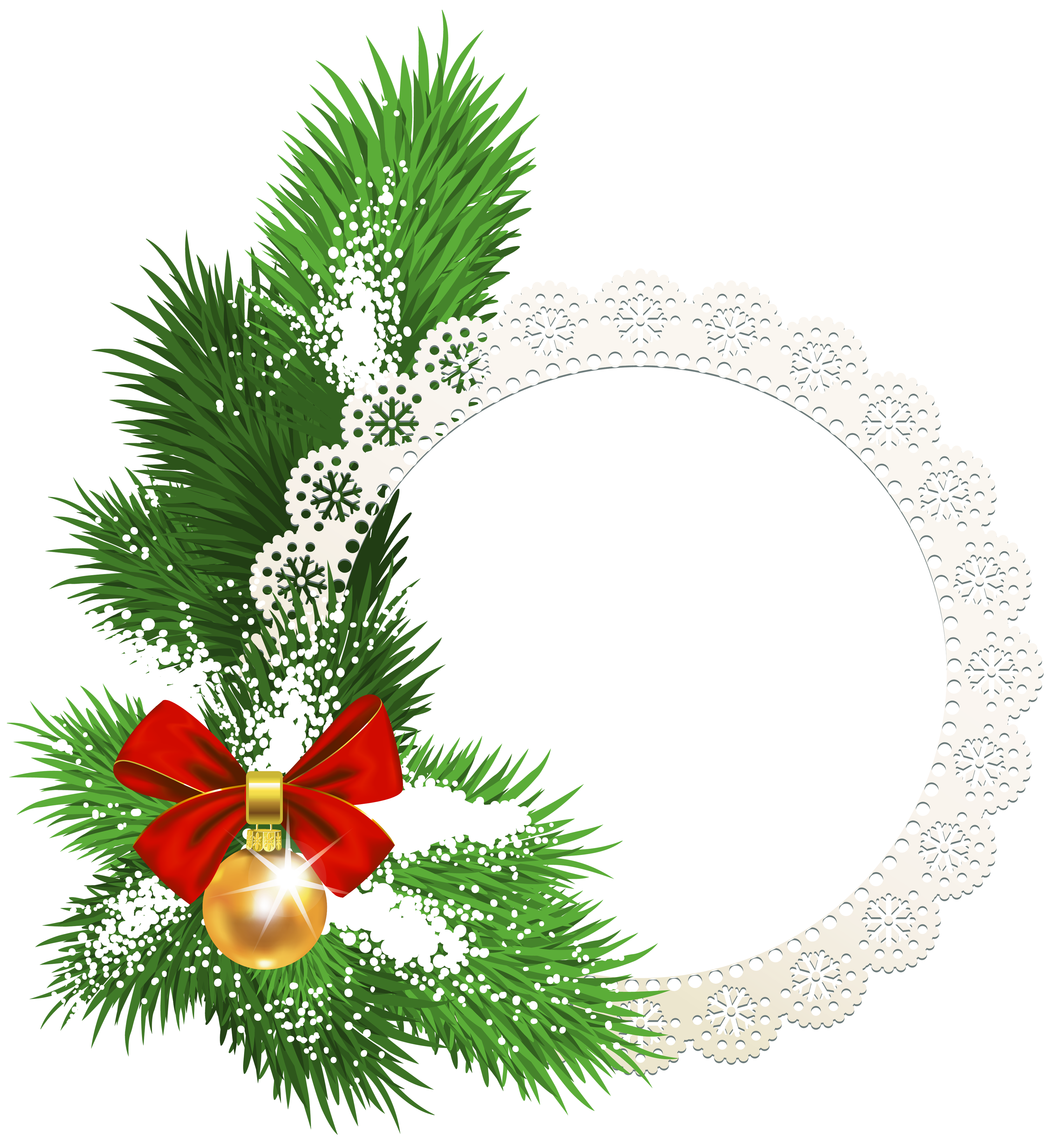 Large Transparent White Round Christmas Photo Frame with Blue Candles and Christmas Balls​-Quality Image and Transparent PNG Free Clipart