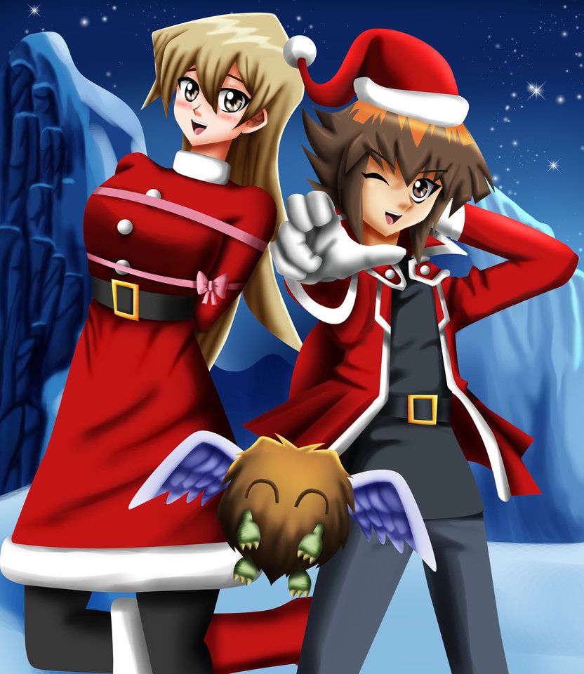 Commission, Christmas GX :. Yugioh GX Jaden Yuki and Alexis Rhodes. Yugioh, Anime poses reference, Anime