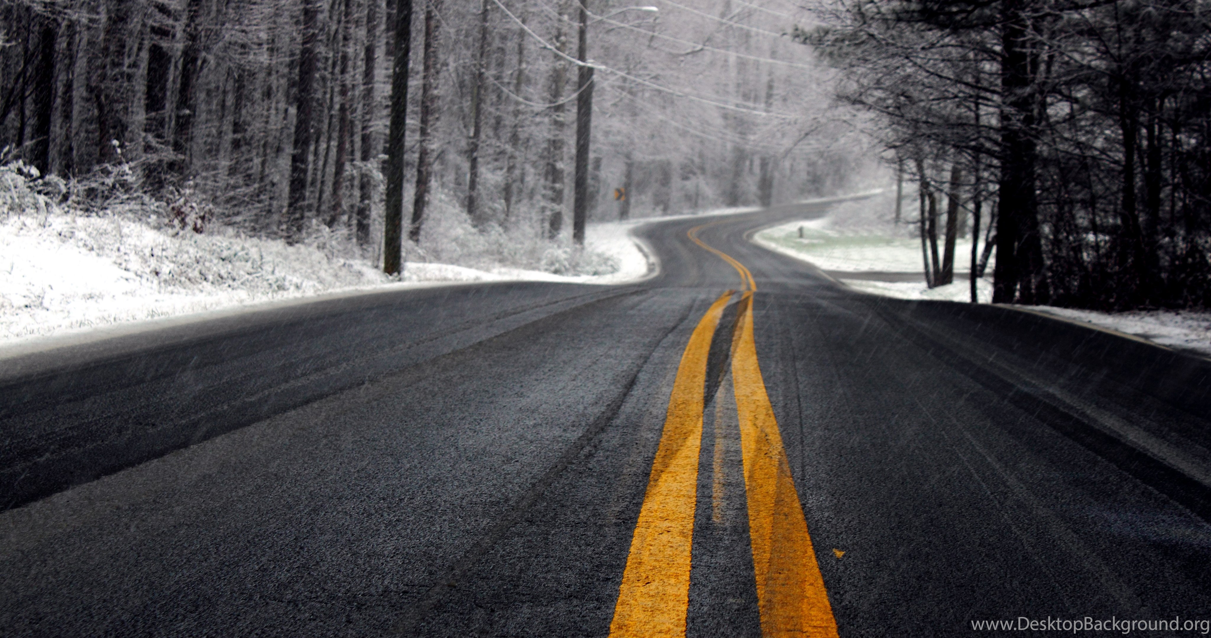 Winter Road In Cloudy Weather Wallpaper And Image Wallpaper. Desktop Background
