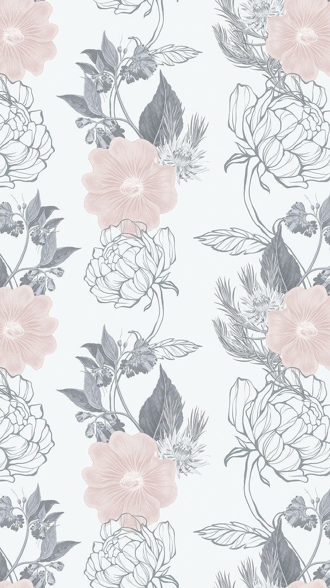Hand drawn dull pink and gray flower pattern on an off white background. premium image by raw. Phone wallpaper pink, Grey wallpaper iphone, Pink wallpaper iphone