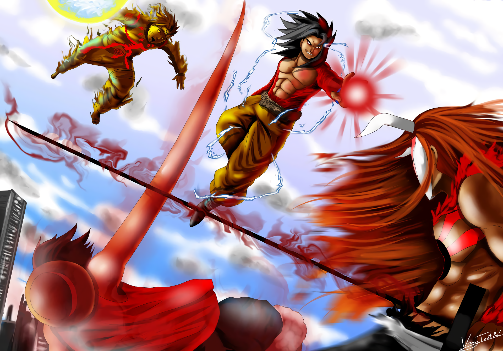 Epic Anime Crossover HD Wallpaper: Goku
