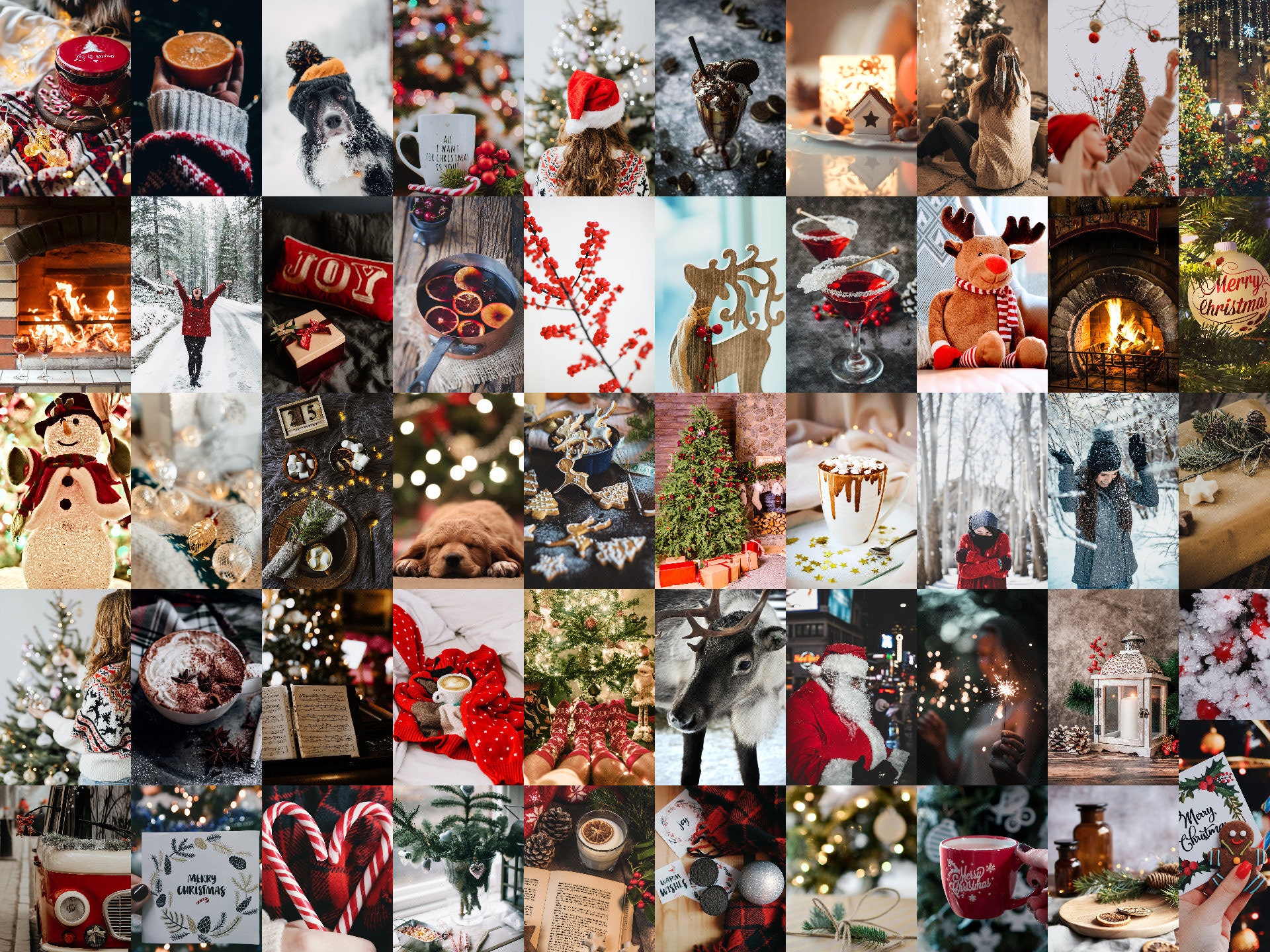 Christmas Aesthetic Wall Collage Kit 50pcs Digital Download