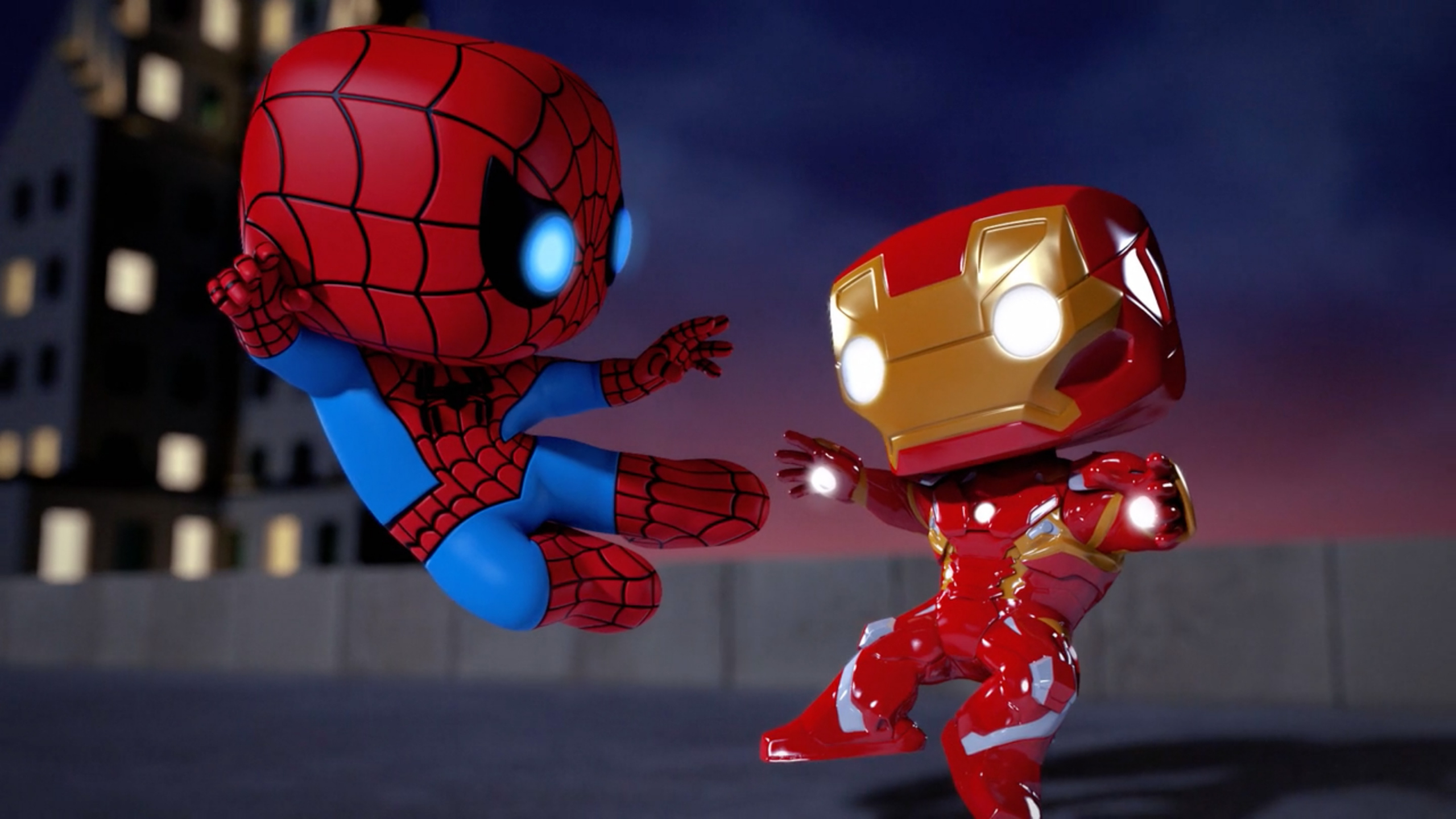 Desktop Wallpaper Iron Man Vs Spider Man Animated Artwork, HD Image, Picture, Background, Ld4suh