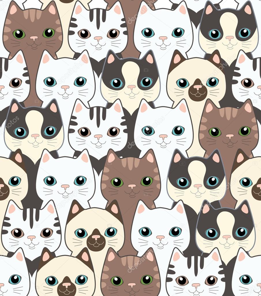 Funny Cartoon Cats Cat Background Pattern HD Wallpaper