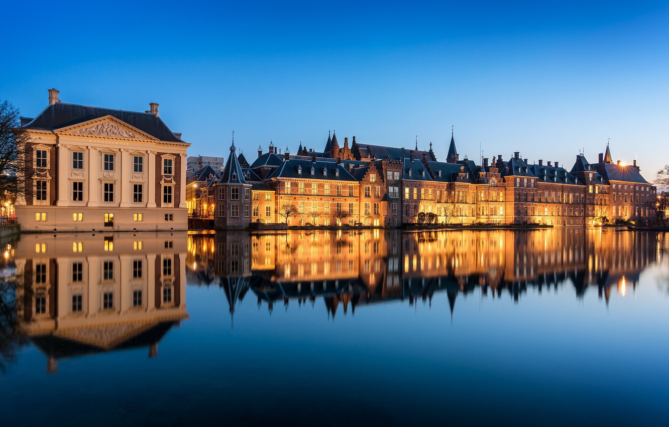 Wallpaper water, reflection, channel, Netherlands, Holland, The Hague, The Hague, parliament image for desktop, section город
