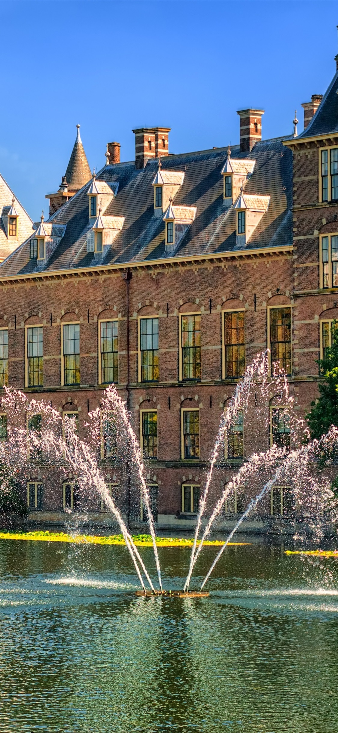 Netherlands, Hague, Fountains, City 1125x2436 IPhone 11 Pro XS X Wallpaper, Background, Picture, Image