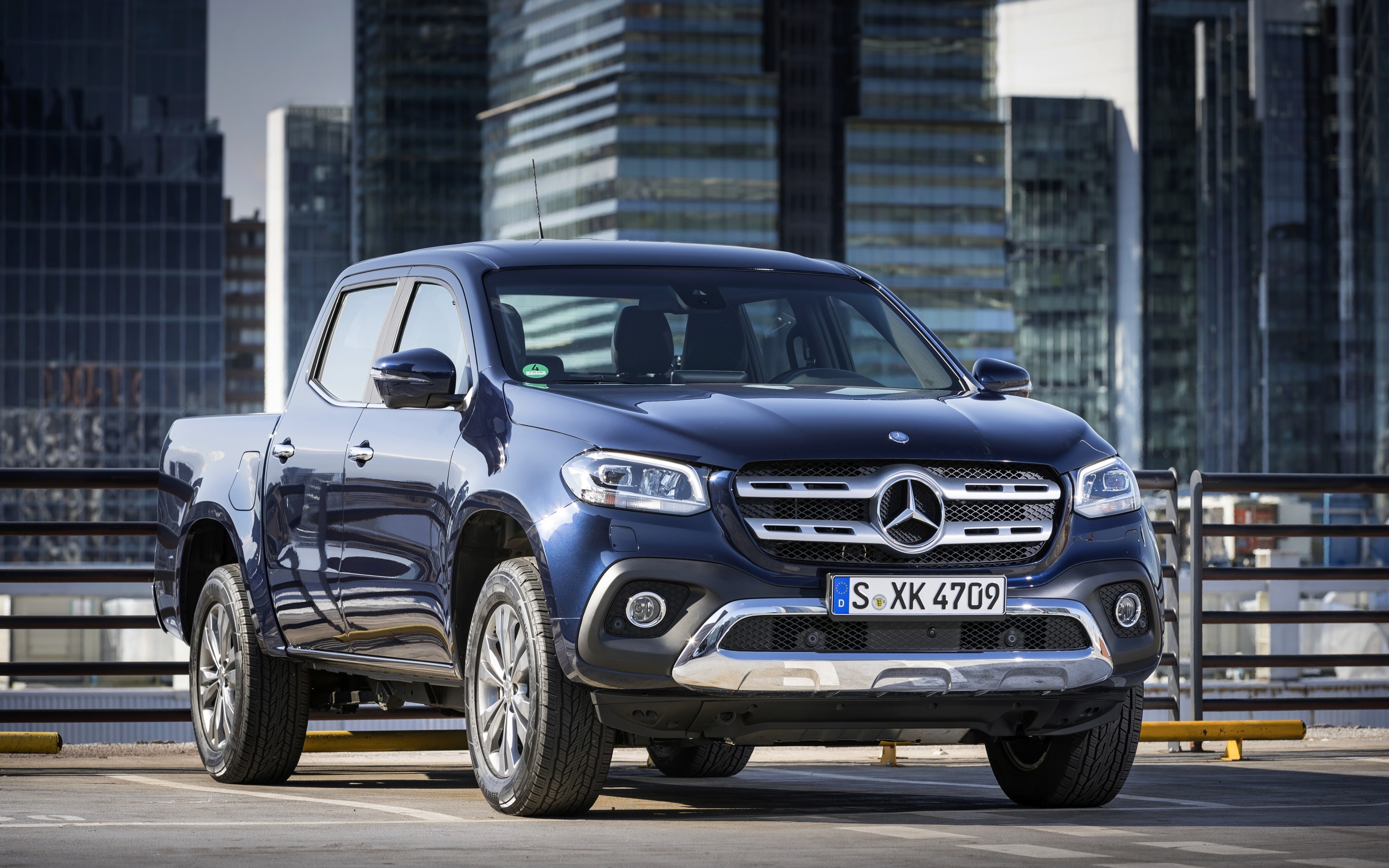 Download Wallpaper Mercedes Benz X Class, 2018, SUV, Pick Up Truck, Exterior, Front View, New Gray X Class, German Cars, Mercedes For Desktop With Resolution 2880x1800. High Quality HD Picture Wallpaper