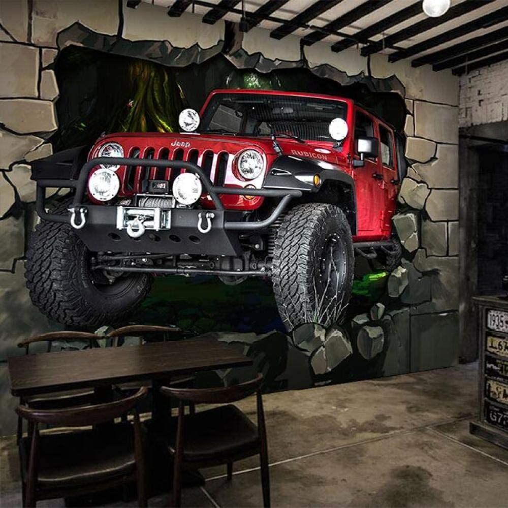 Mural 3D Wallpaper Mural Jeep Off Road Car 3D Stereo Seamless Wall Cloth Bar Internet Cafe Ktv Internet Cafe Wallpaper Background Wallpaper 350Cmx245Cm