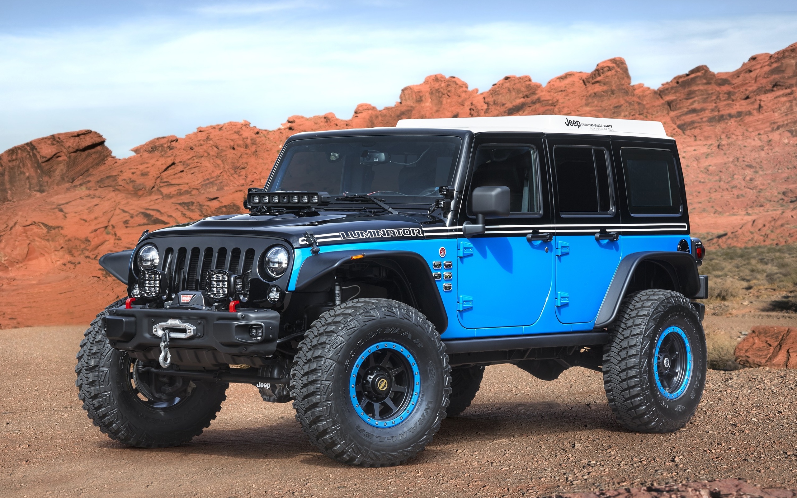 Download wallpaper Jeep Wrangler Luminator, SUVs, desert, offroad, 4x4, Jeep Wrangler, USA, Jeep for desktop with resolution 2560x1600. High Quality HD picture wallpaper