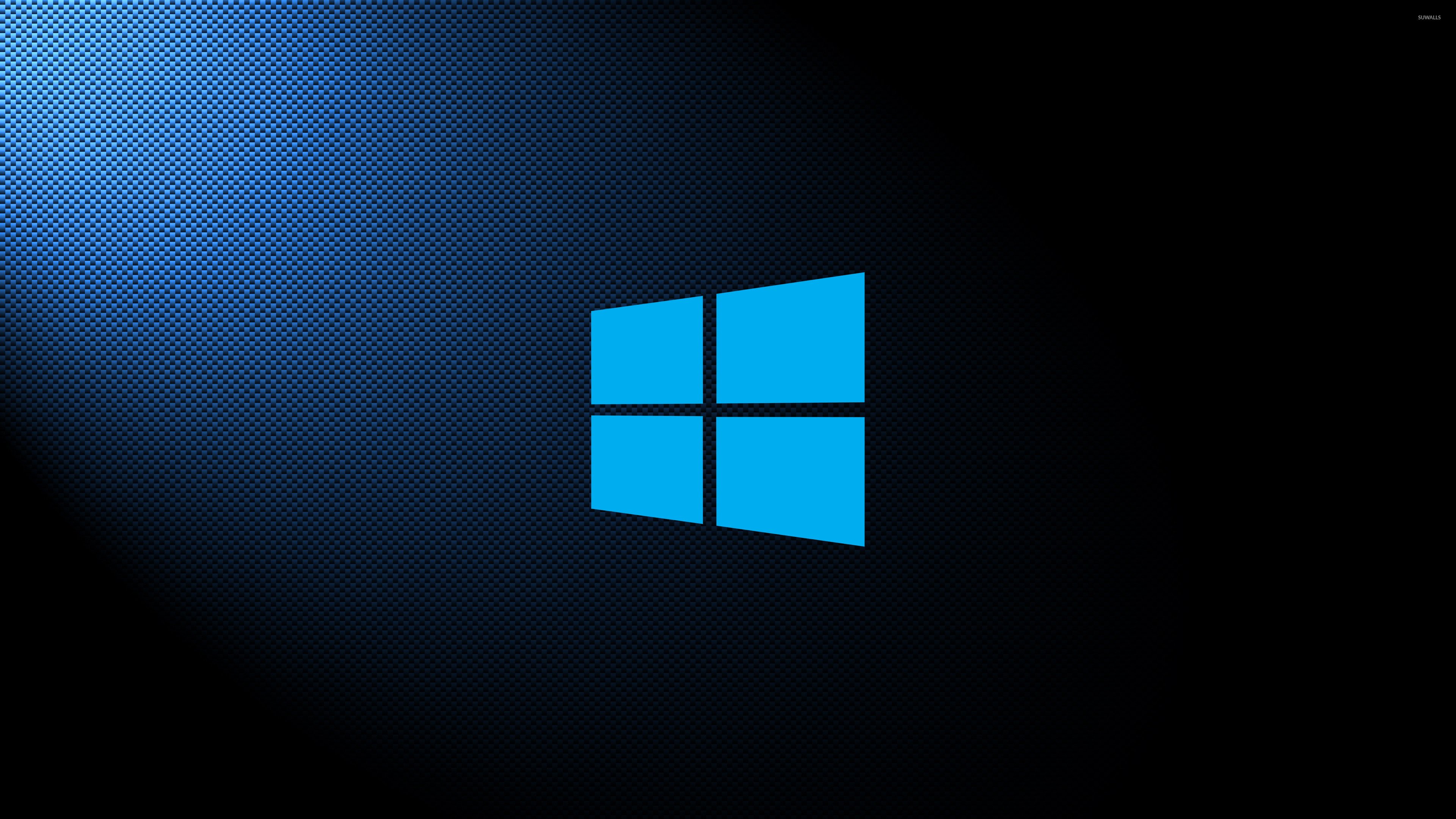 Windows 10 simple blue logo on carbon fiber wallpaper wallpaper