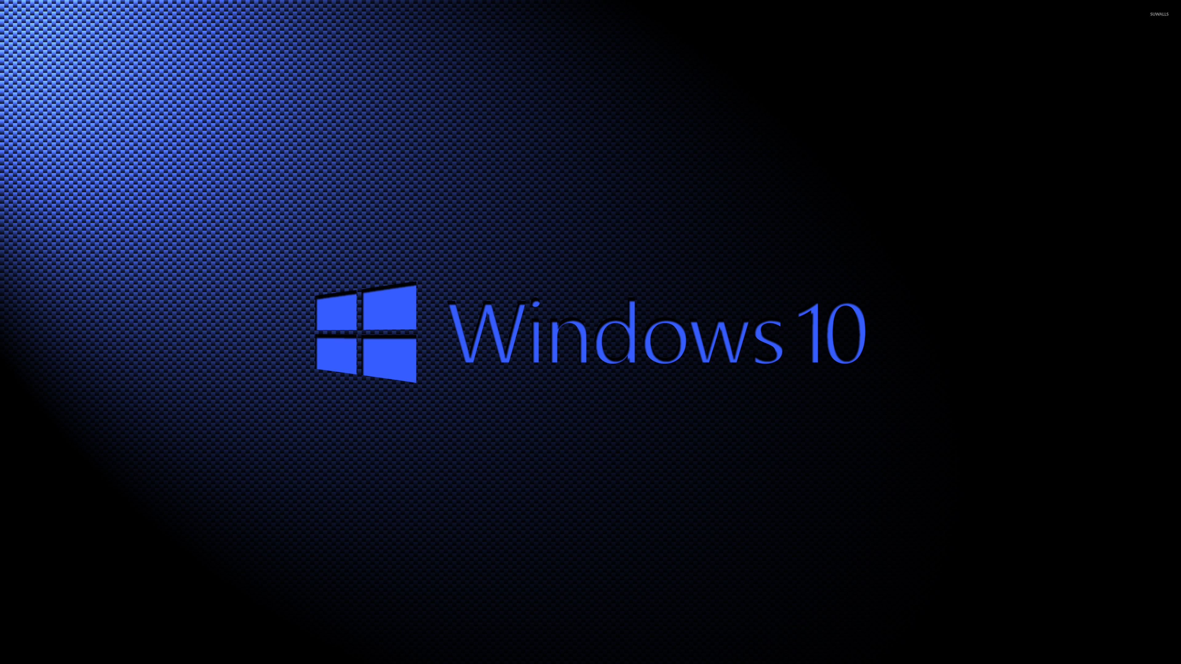 Windows 10 blue text logo on carbon fiber wallpaper wallpaper