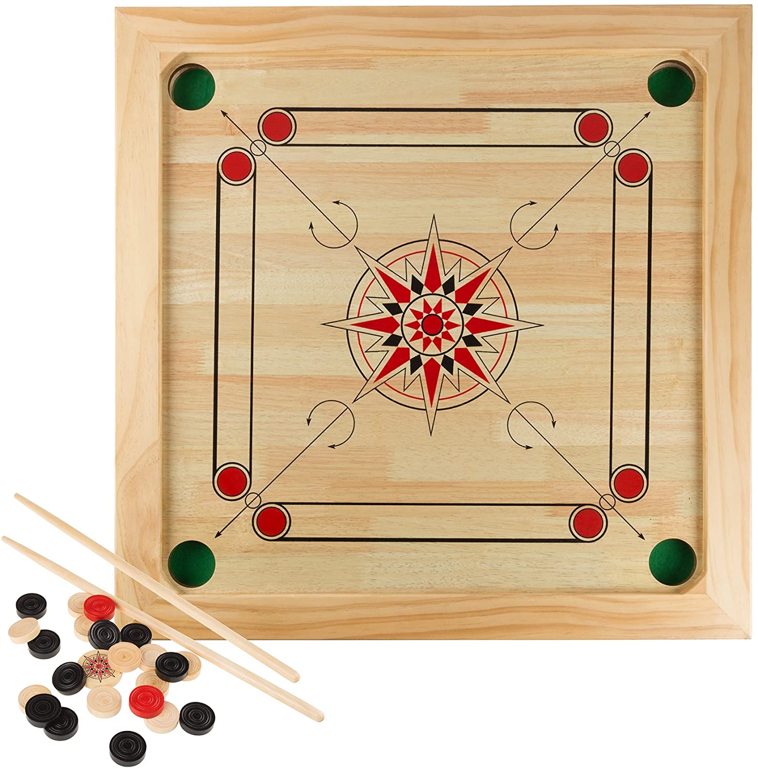 Rockin' Rollers Carrom Board Game with Coins and Strikers