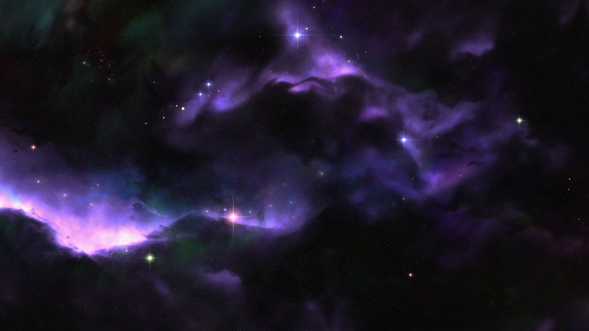 Desktop wallpaper nebula, stars, glare, dark, space, art, HD image, picture, background, 5749de