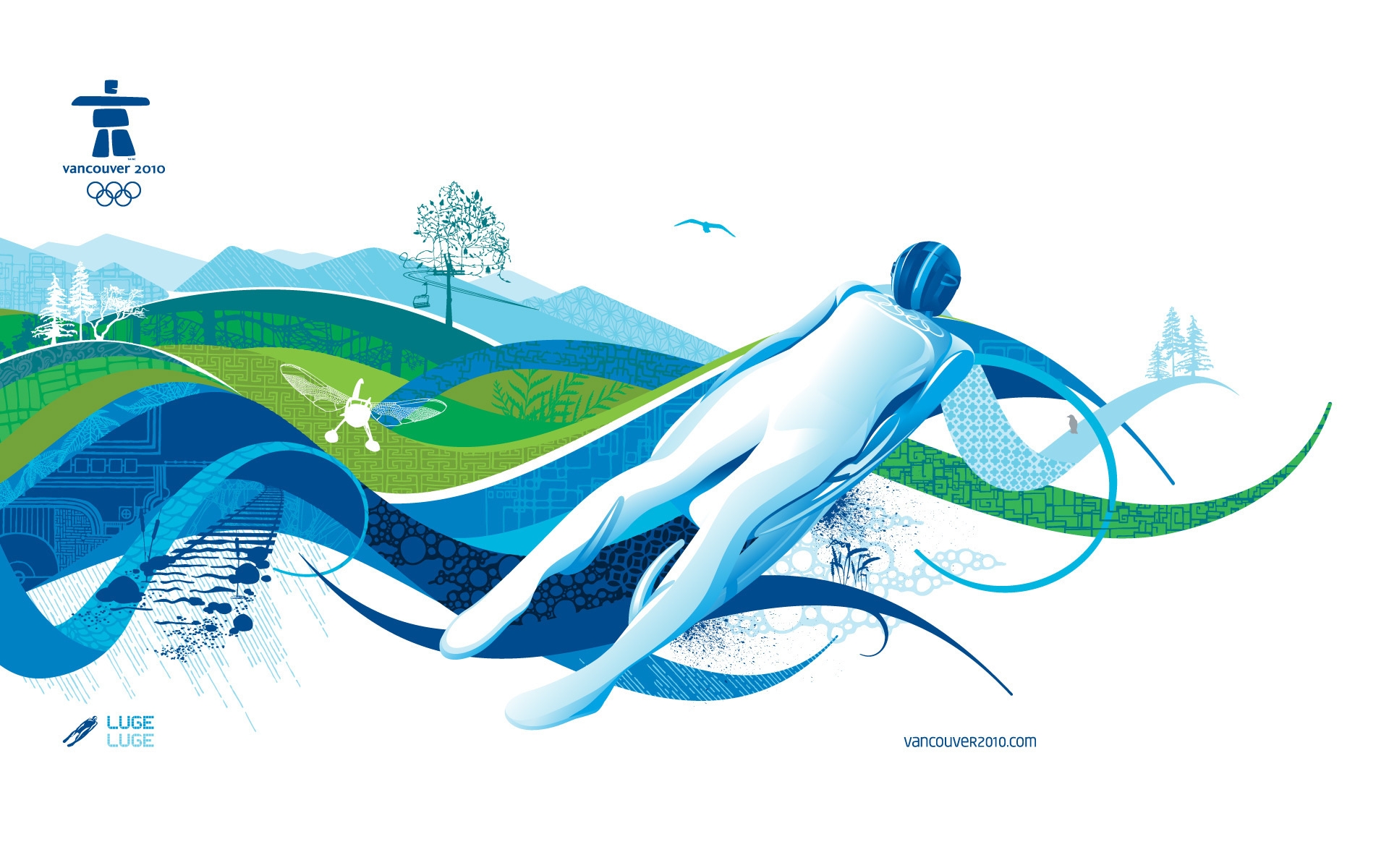 Wallpaper, drawing, illustration, sport, cartoon, Vancouver, sled, biology, ART, wave, line, olympiad 1920x1200